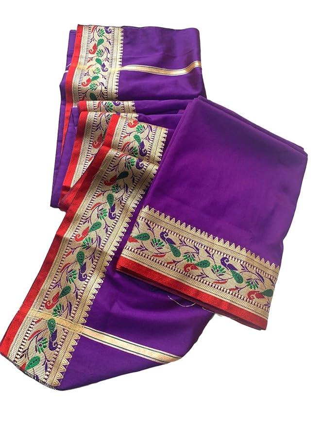 Paithani Mayur Border - Pancha Vesti Mundu Set - Unstitched Dhoti 4.25 Mtr Dhoti with 2.2 Mtr Stole