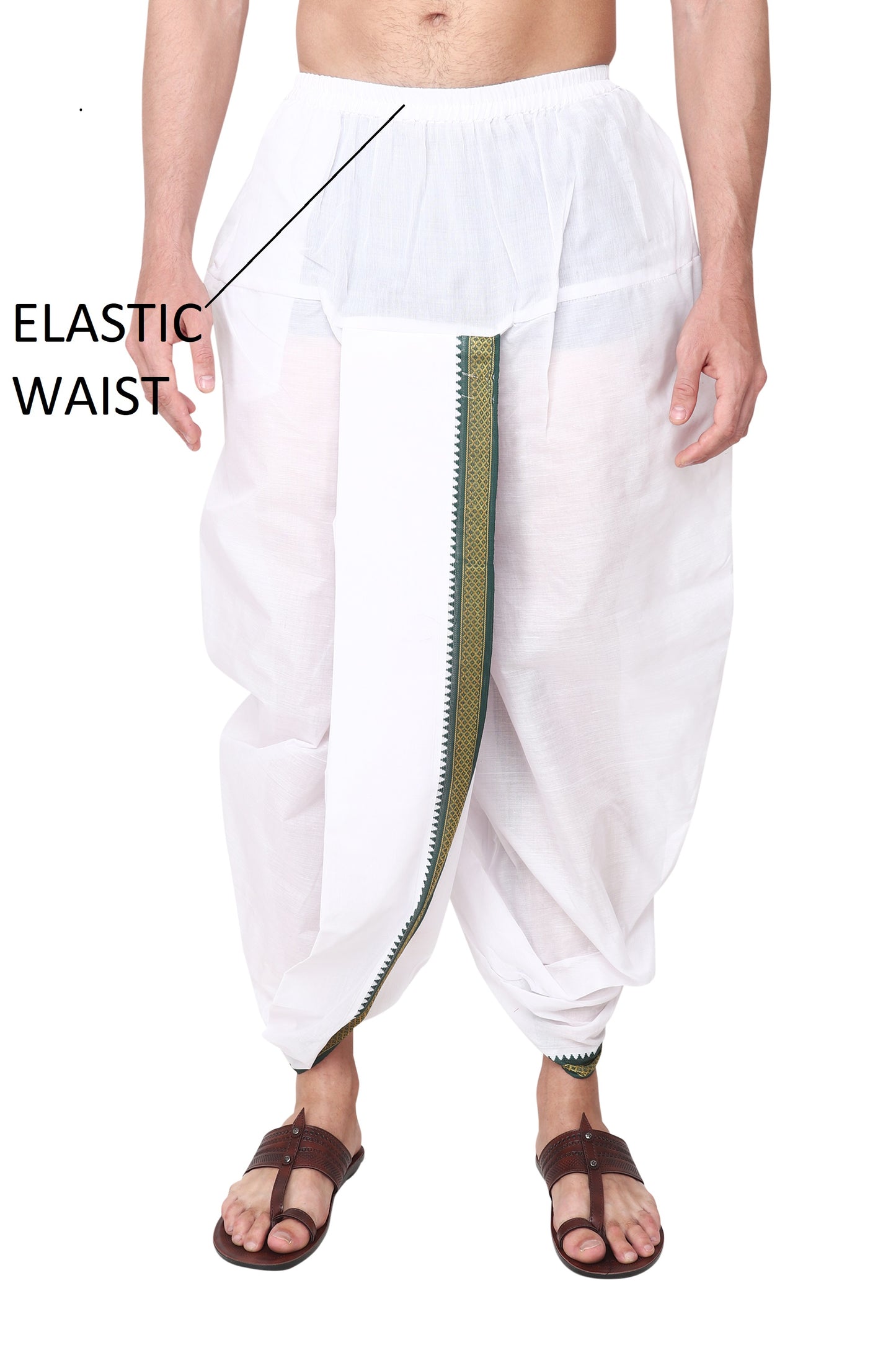 Pure Cotton Ready to Wear Stitched Velcro Dhoti for Men