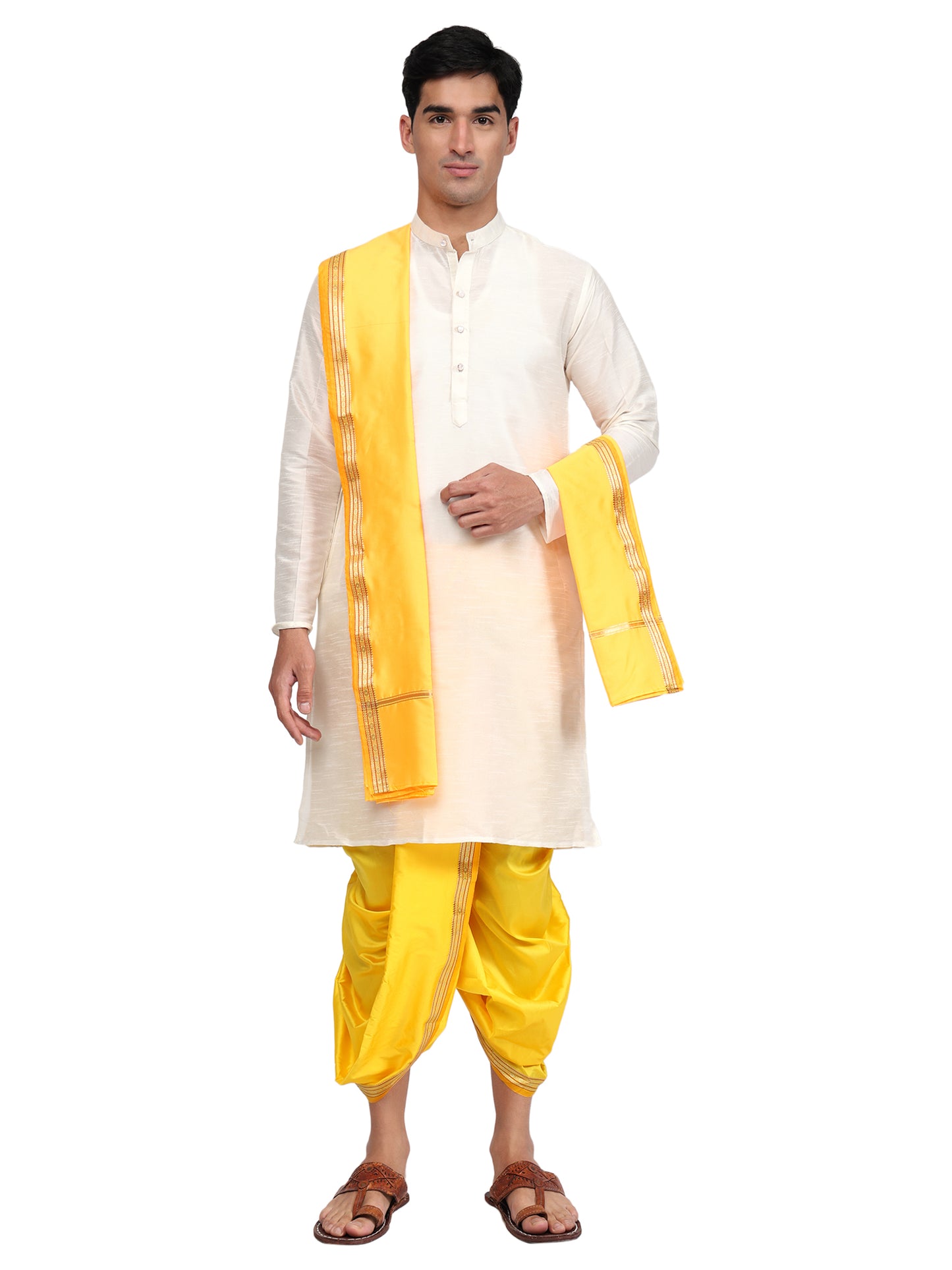 Readymade Dhoti Pant for Men with Silk Kurta and Stole Stole, Colourfull Dhoti Kurta Set