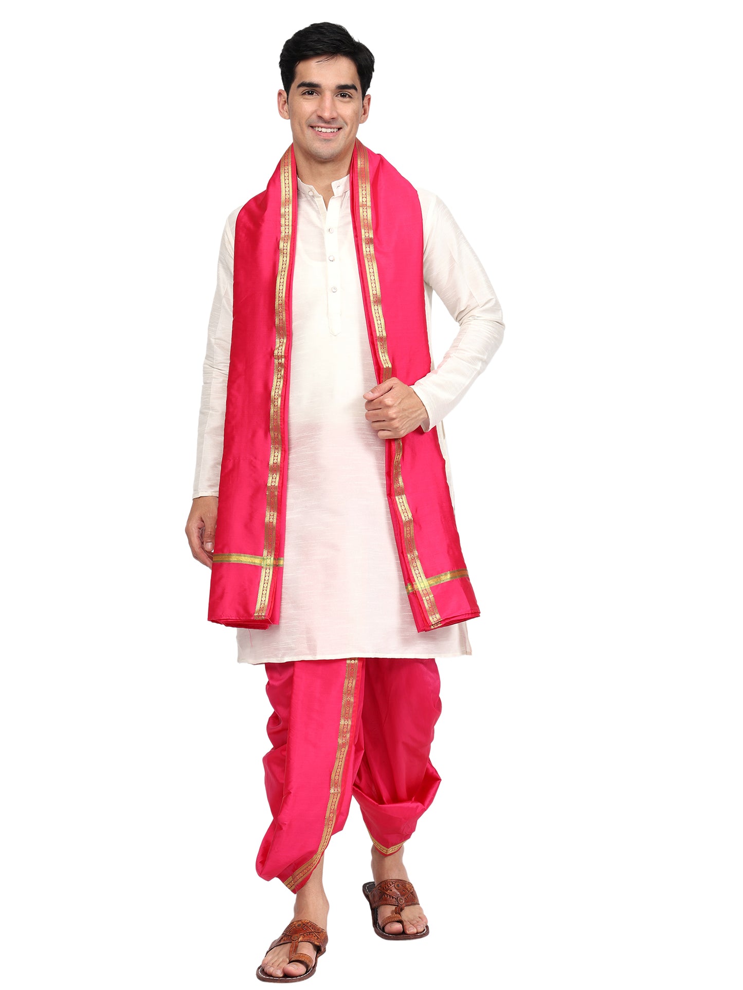 Readymade Dhoti Pant for Men with Silk Kurta and Stole Stole, Colourfull Dhoti Kurta Set