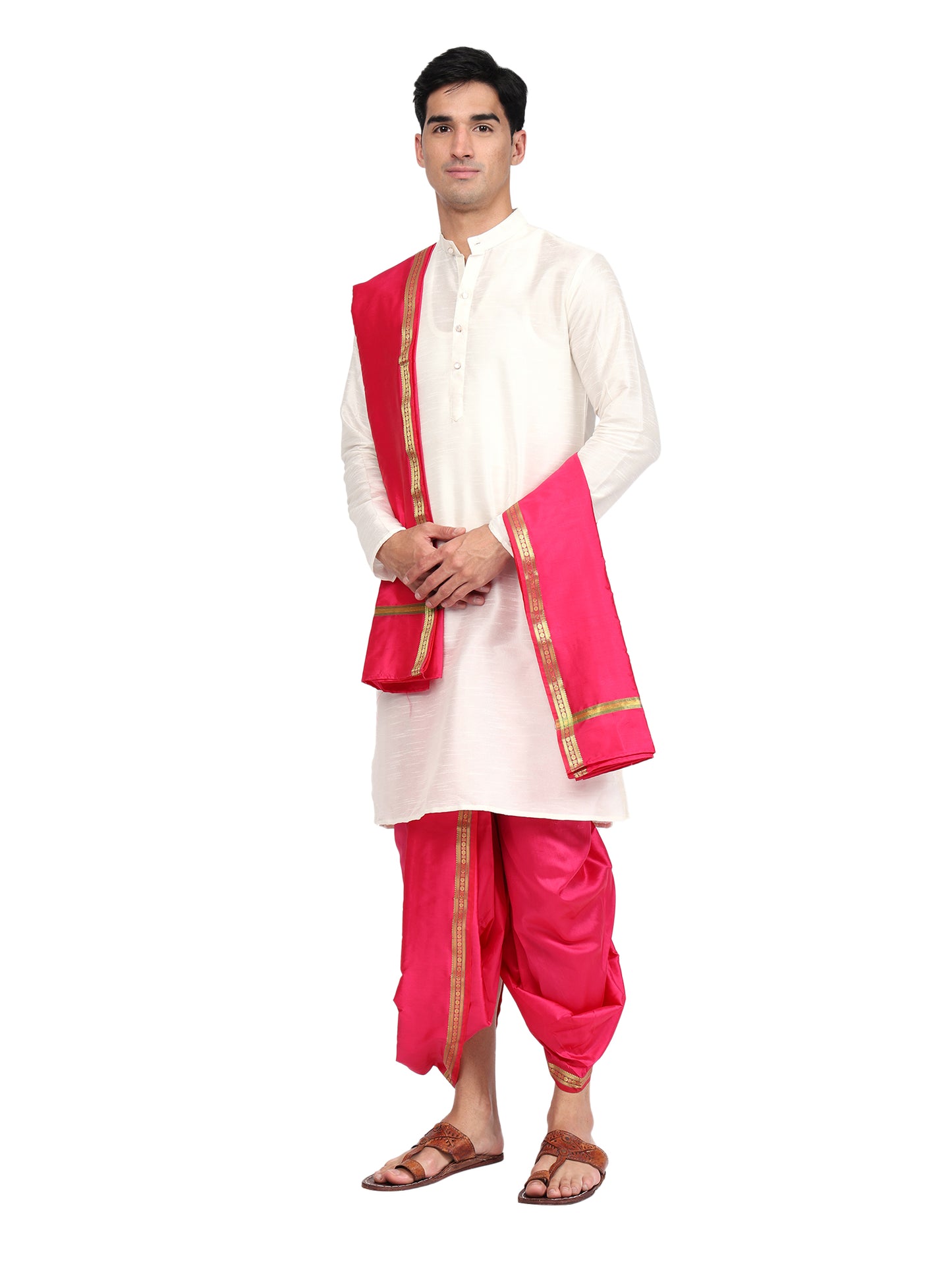 Readymade Dhoti Pant for Men with Silk Kurta and Stole Stole, Colourfull Dhoti Kurta Set