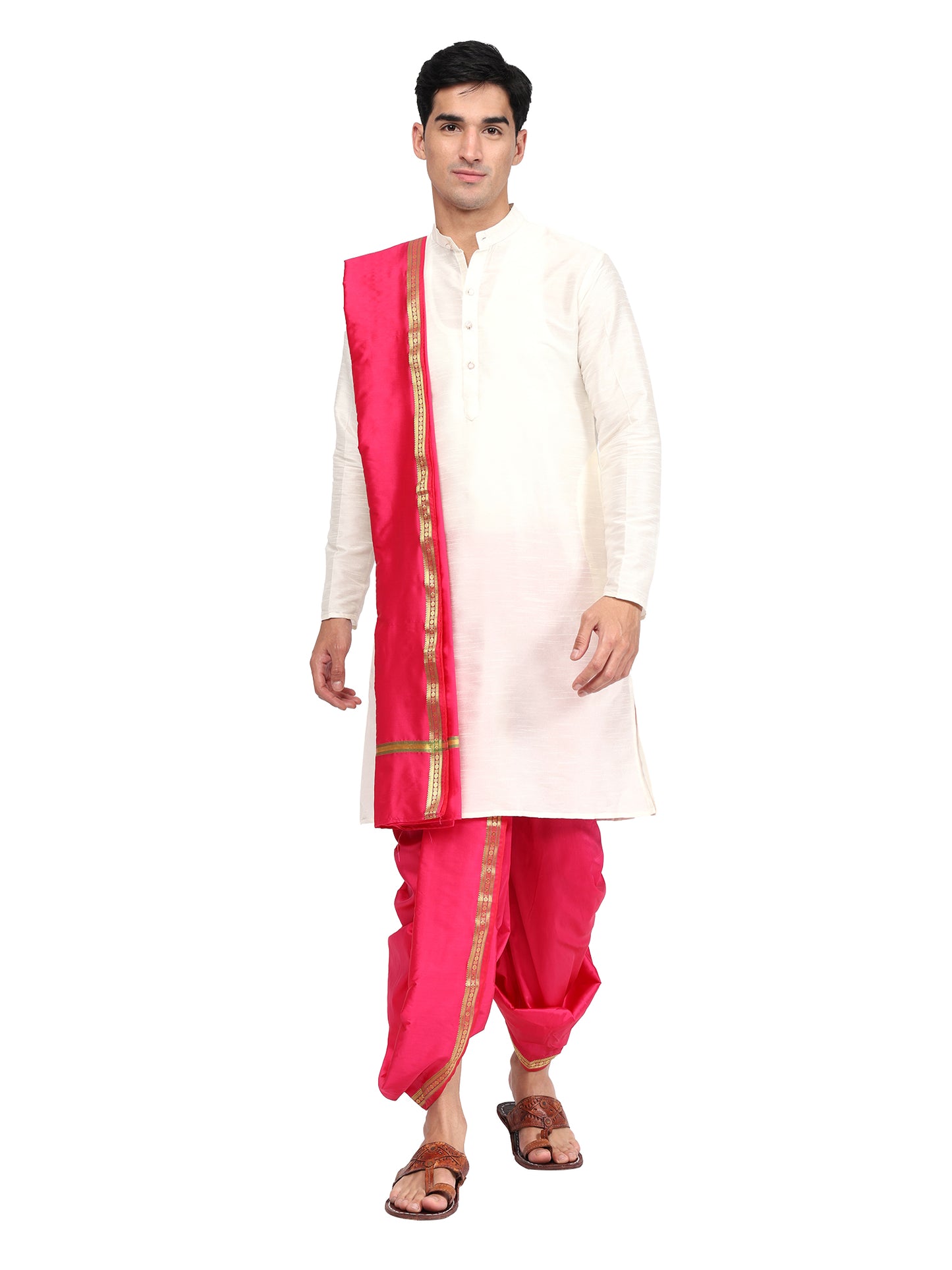 Readymade Dhoti Pant for Men with Silk Kurta and Stole Stole, Colourfull Dhoti Kurta Set