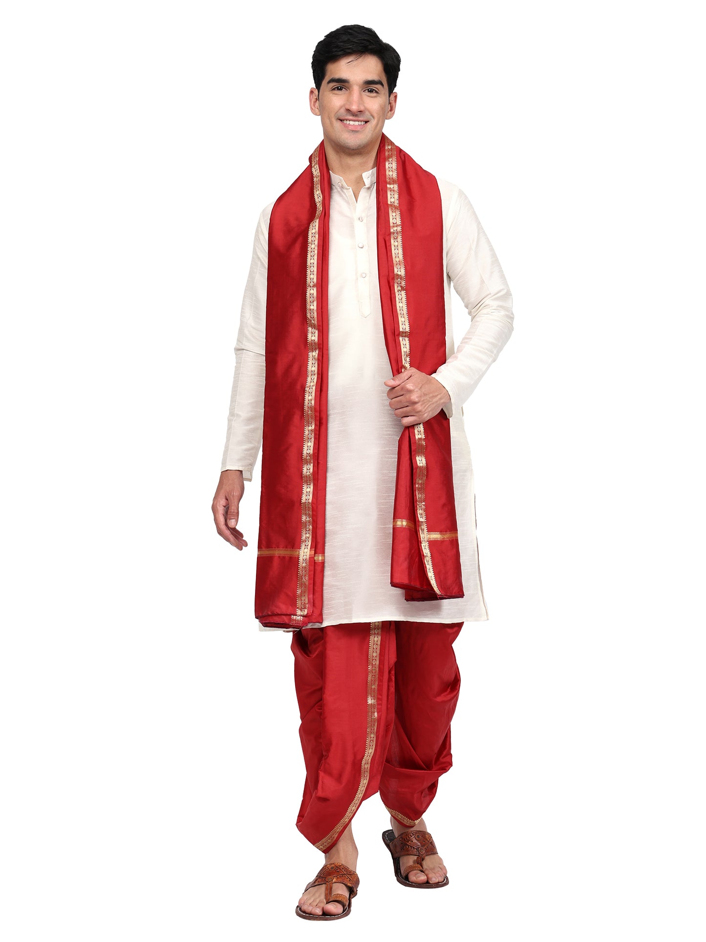 Readymade Dhoti Pant for Men with Silk Kurta and Stole Stole, Colourfull Dhoti Kurta Set