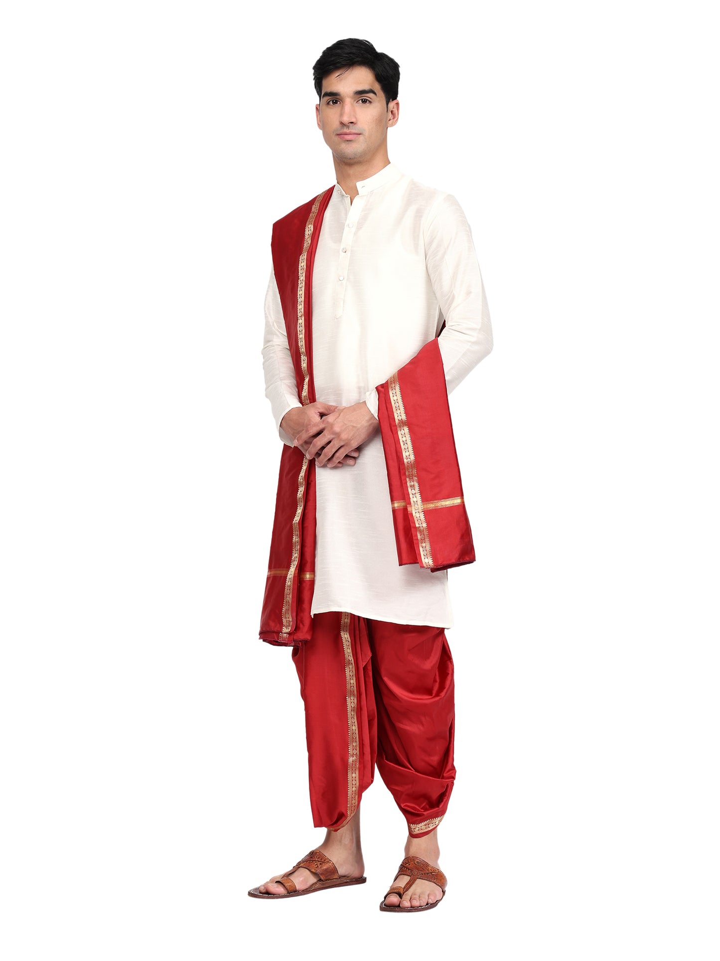 Readymade Dhoti Pant for Men with Silk Kurta and Stole Stole, Colourfull Dhoti Kurta Set