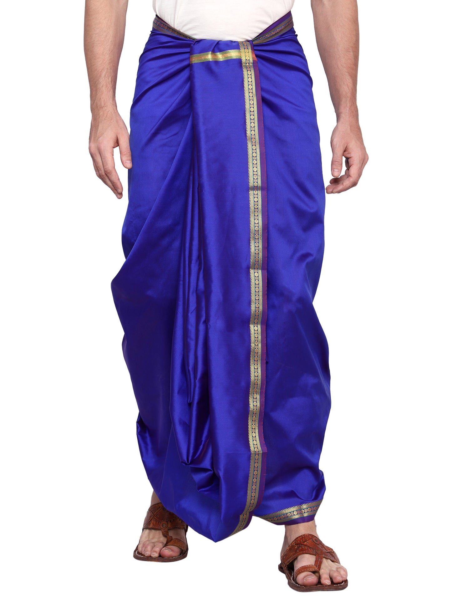 Unstitched Silk Dhoti with Stole Set - 4.25 Mtr Dhoti and 2.25 Mtr Angwastra