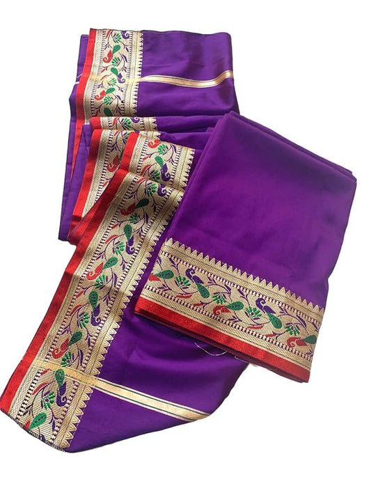 Paithani Mayur Border - Pancha Vesti Mundu Set - Unstitched Dhoti 4.25 Mtr Dhoti with 2.2 Mtr Stole
