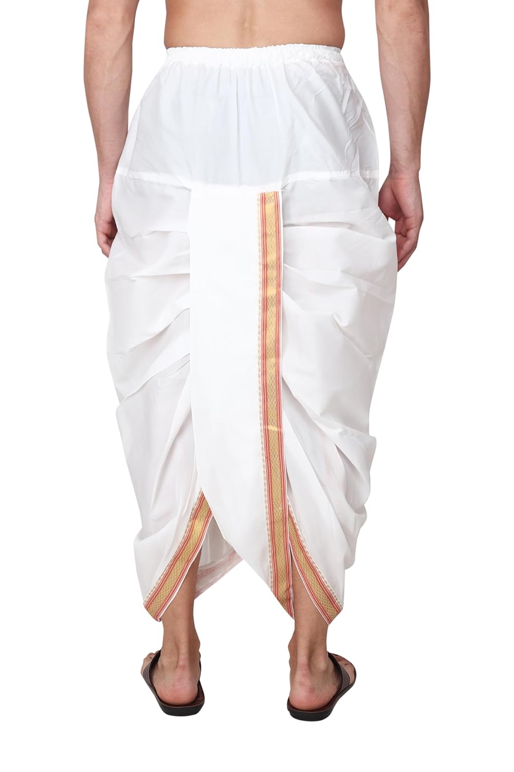 Men's Readymade Elastic Cotton Silk Dhoti for men, Free Size (Ready-to-wear-Dhoti)