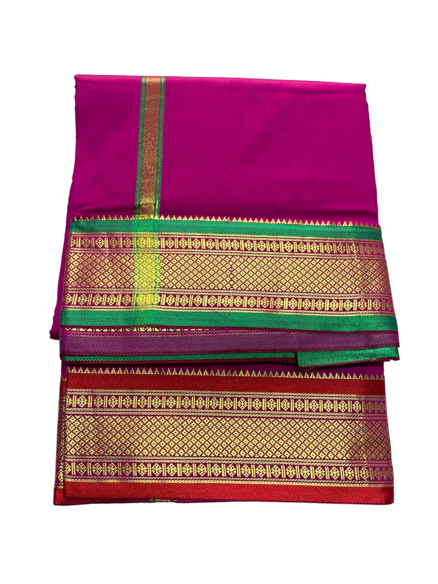 5 Inch Border - Silk Pattu Pancha Vesti Mundu Set - Unstitched Dhoti 4.25 Mtr Dhoti with 2.2 Mtr Stole