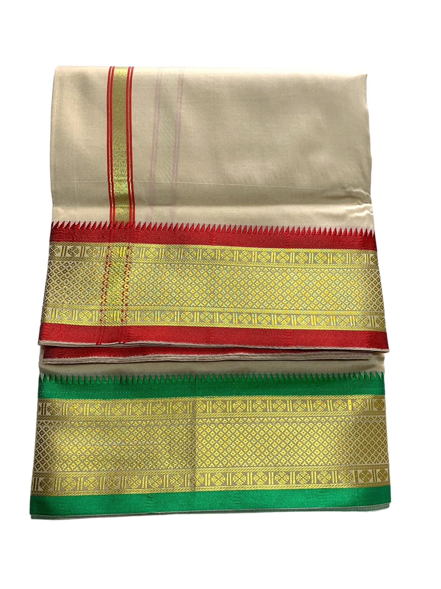 5 Inch Border - Silk Pattu Pancha Vesti Mundu Set - Unstitched Dhoti 4.25 Mtr Dhoti with 2.2 Mtr Stole