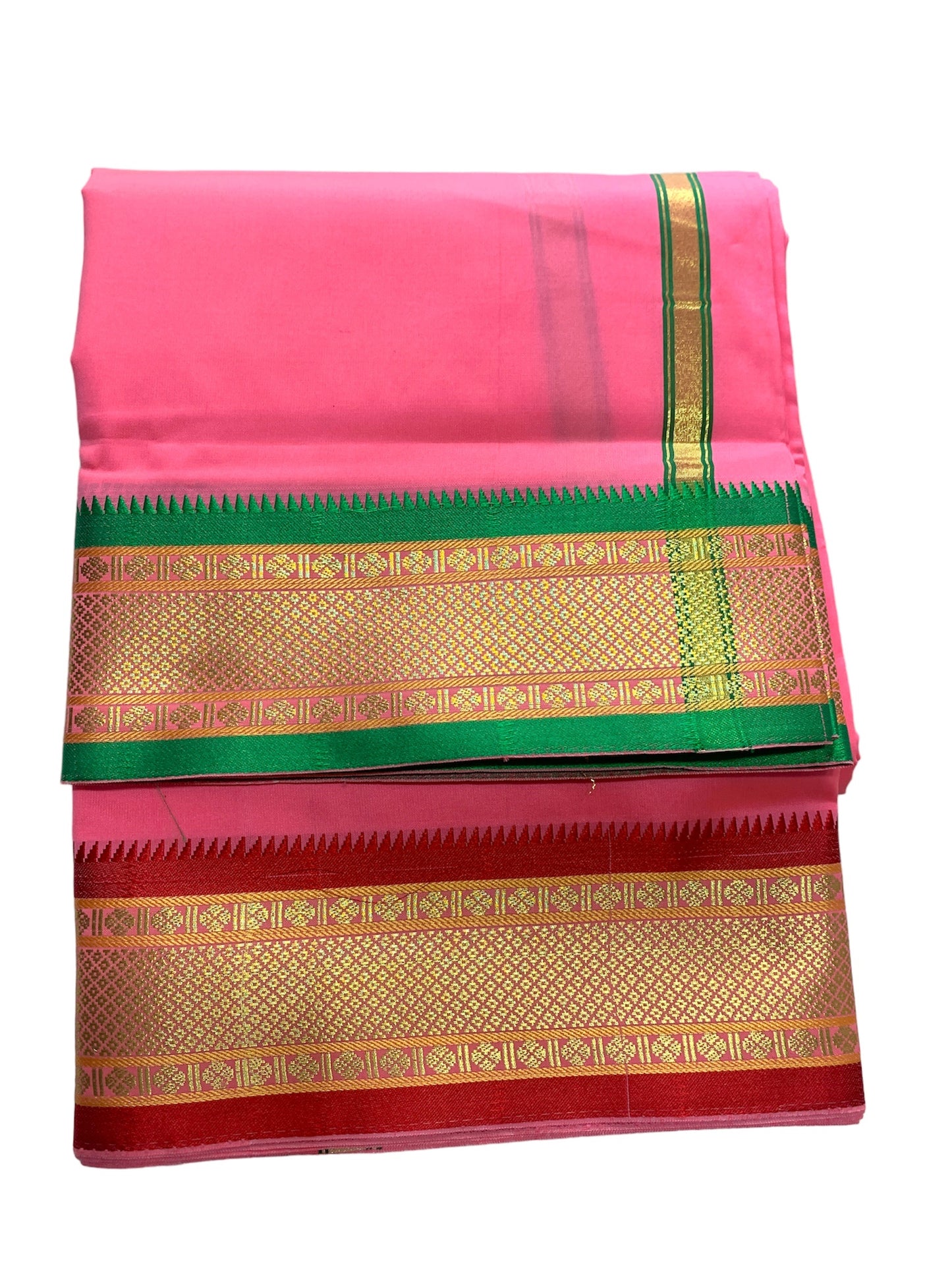 5 Inch Border - Silk Pattu Pancha Vesti Mundu Set - Unstitched Dhoti 4.25 Mtr Dhoti with 2.2 Mtr Stole