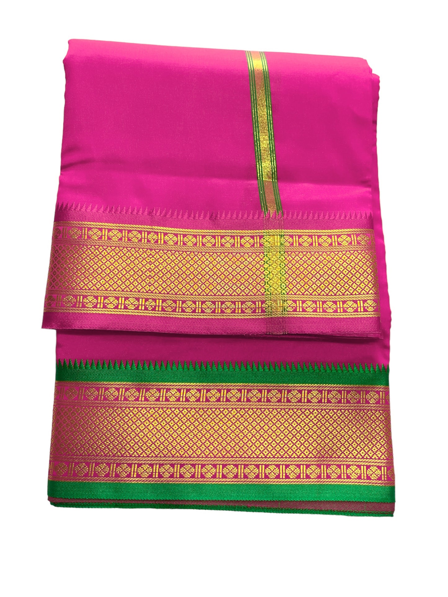 5 Inch Border - Silk Pattu Pancha Vesti Mundu Set - Unstitched Dhoti 4.25 Mtr Dhoti with 2.2 Mtr Stole