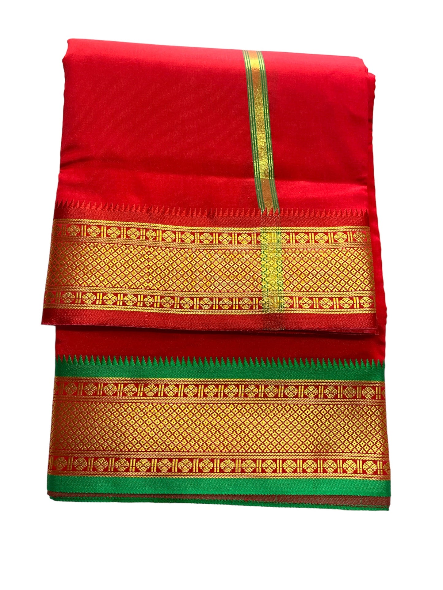 5 Inch Border - Silk Pattu Pancha Vesti Mundu Set - Unstitched Dhoti 4.25 Mtr Dhoti with 2.2 Mtr Stole