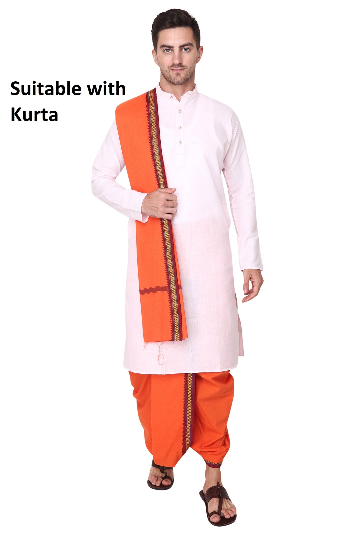 Pure Cotton Ready to Wear Stitched Velcro Dhoti for Men