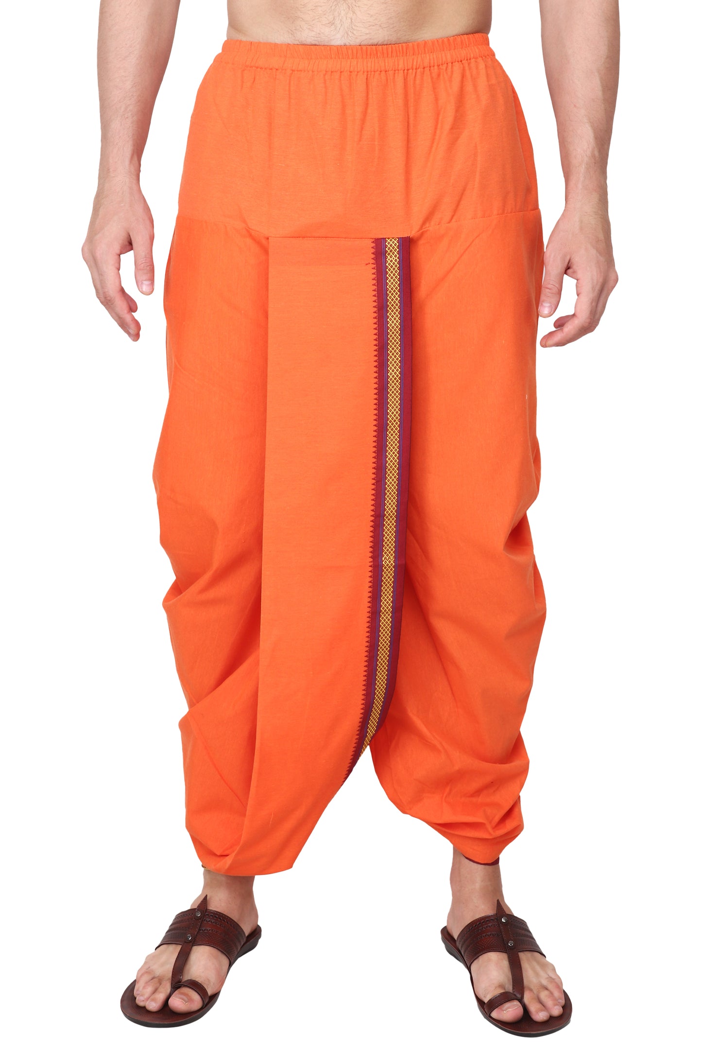 Pure Cotton Ready to Wear Stitched Velcro Dhoti for Men