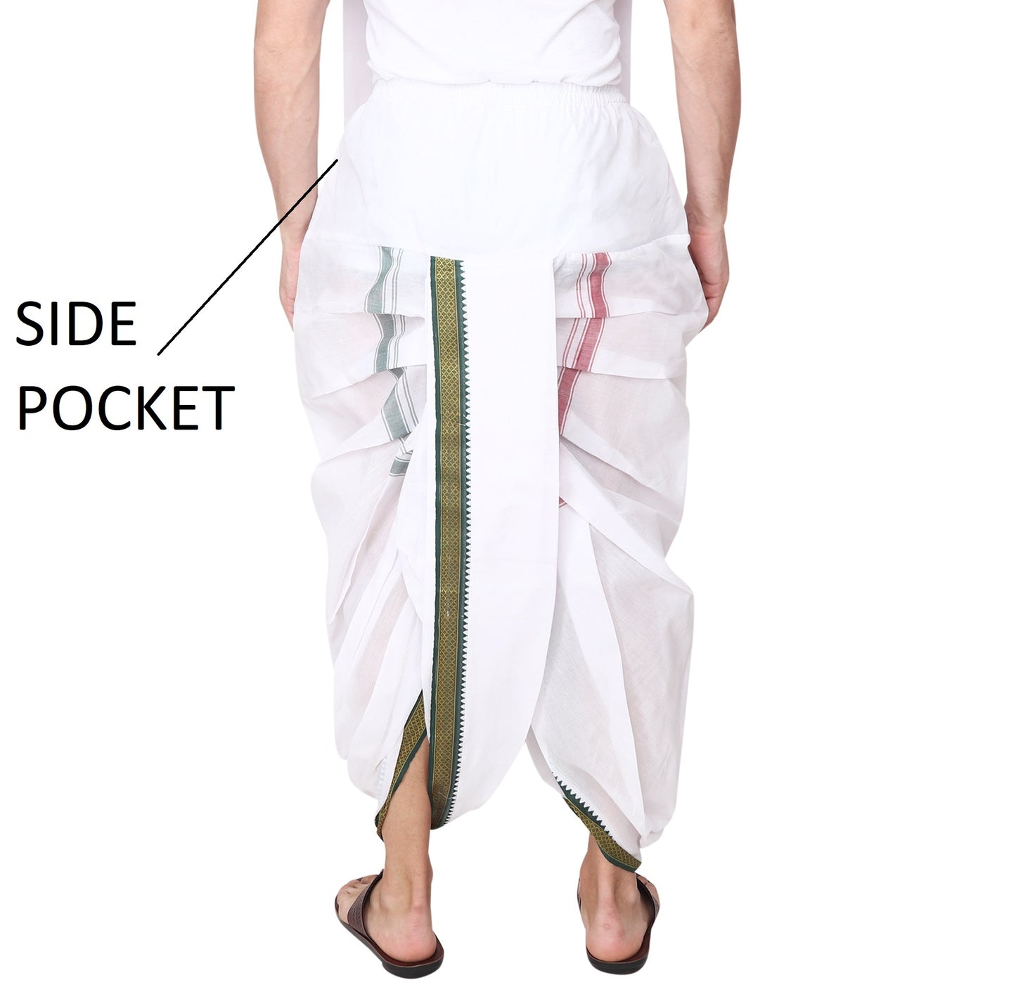 Pure Cotton Ready to Wear Stitched Velcro Dhoti for Men