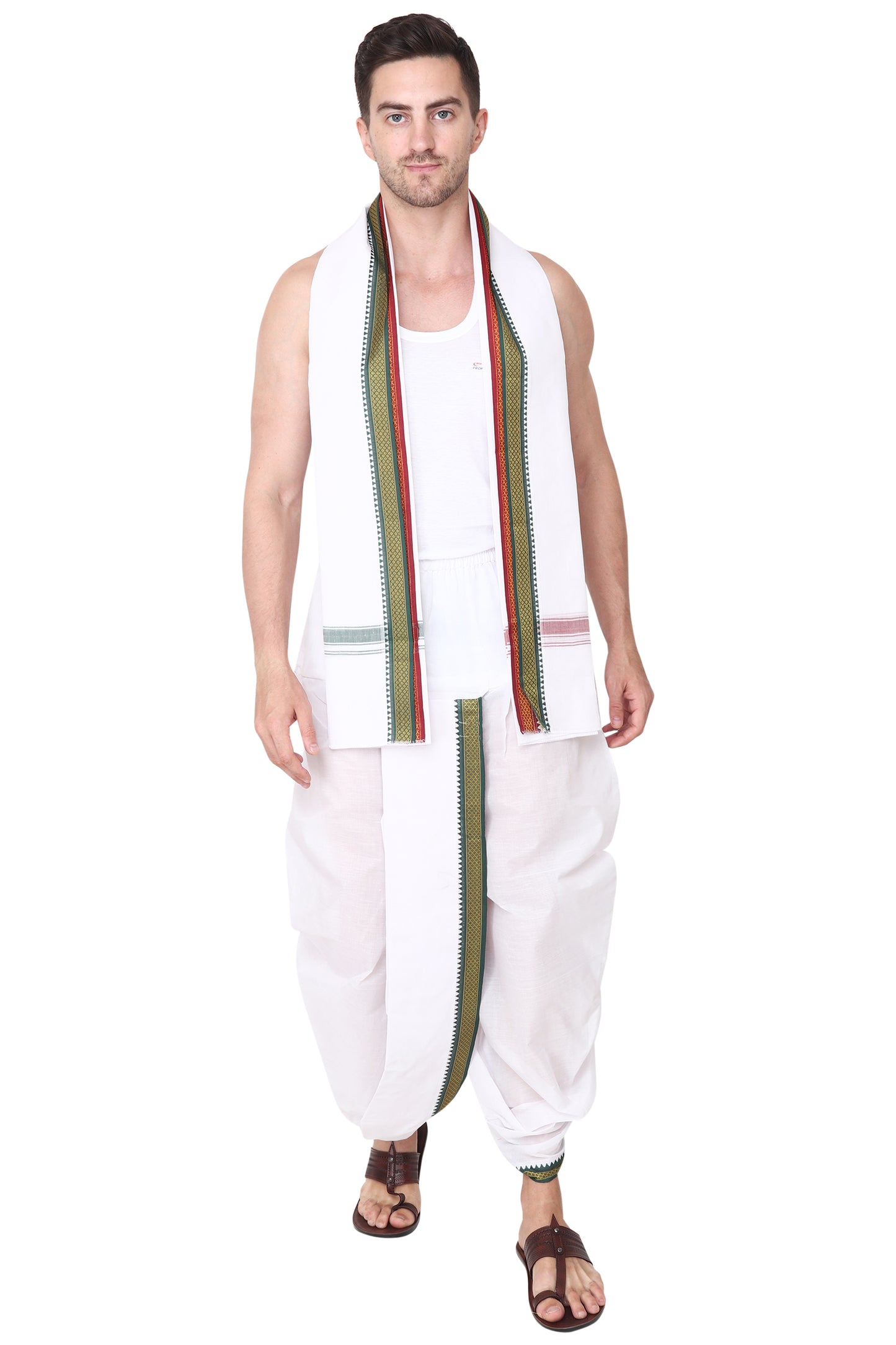 Pure Cotton Ready to Wear Stitched Velcro Dhoti for Men