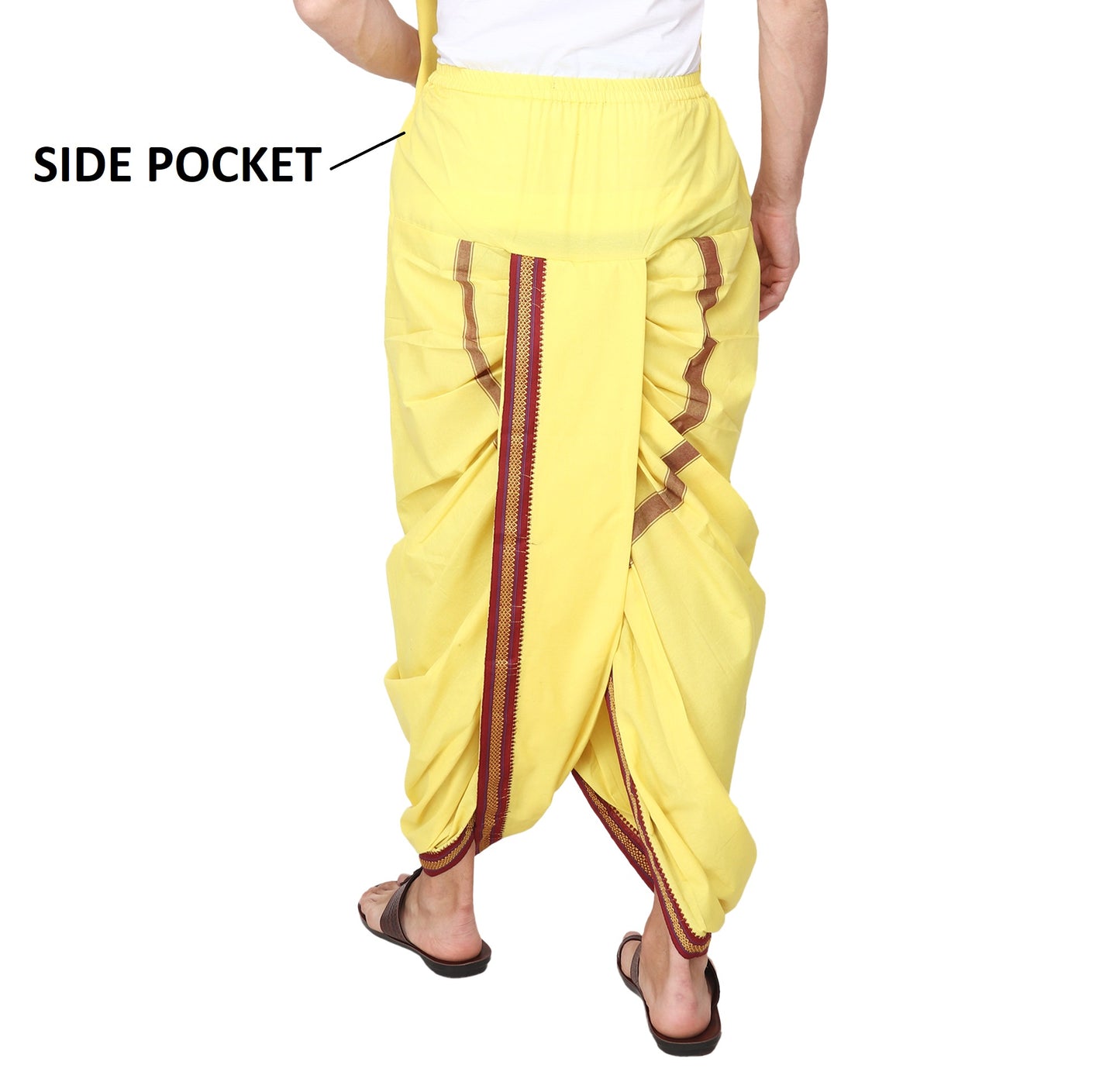 Pure Cotton Ready to Wear Stitched Velcro Dhoti for Men