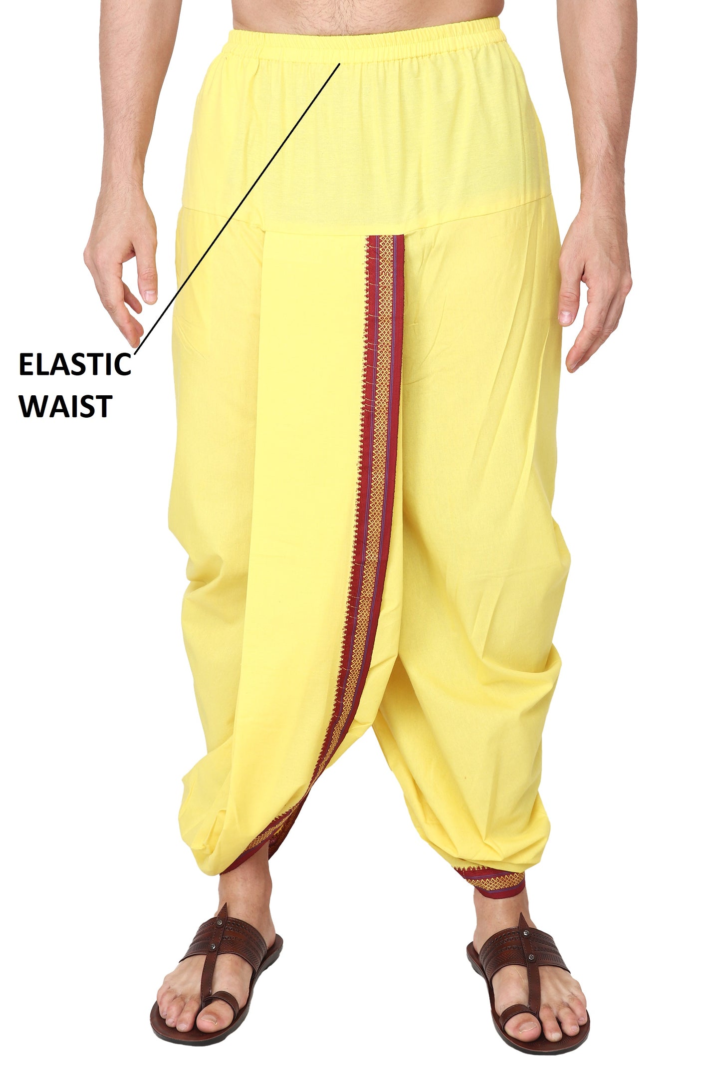 Pure Cotton Ready to Wear Stitched Velcro Dhoti for Men