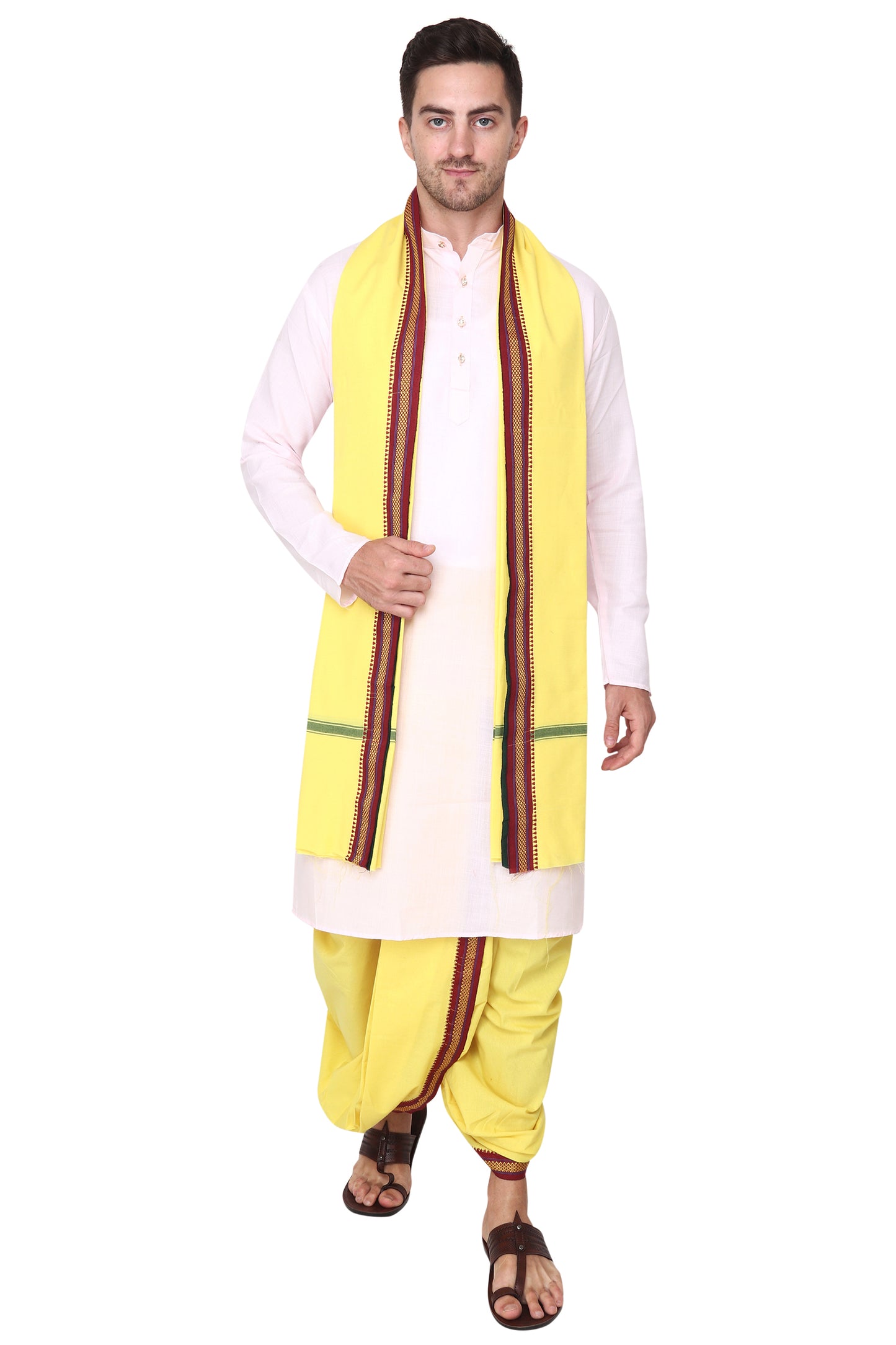 Pure Cotton Ready to Wear Stitched Velcro Dhoti for Men