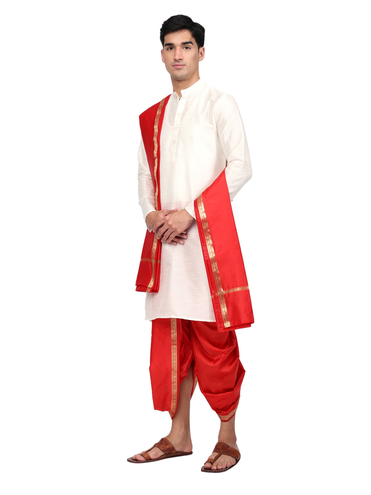 Readymade Dhoti Pant for Men with Silk Kurta and Stole Stole, Colourfull Dhoti Kurta Set