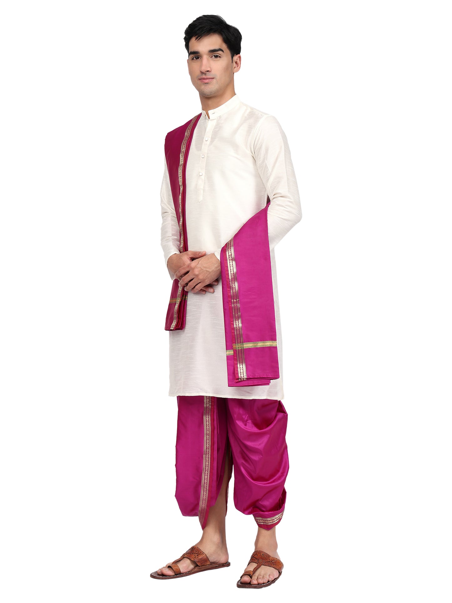 Readymade Dhoti Pant for Men with Silk Kurta and Stole Stole, Colourfull Dhoti Kurta Set