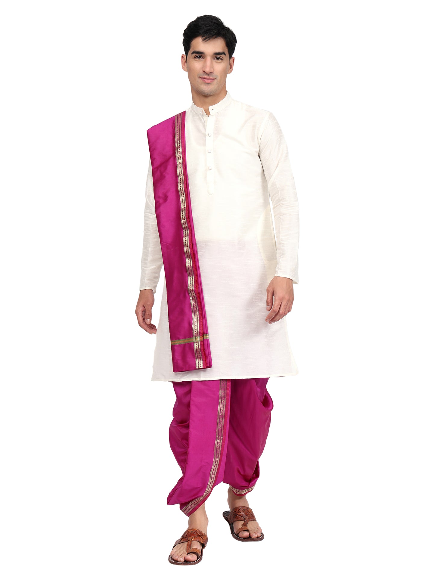 Readymade Dhoti Pant for Men with Silk Kurta and Stole Stole, Colourfull Dhoti Kurta Set