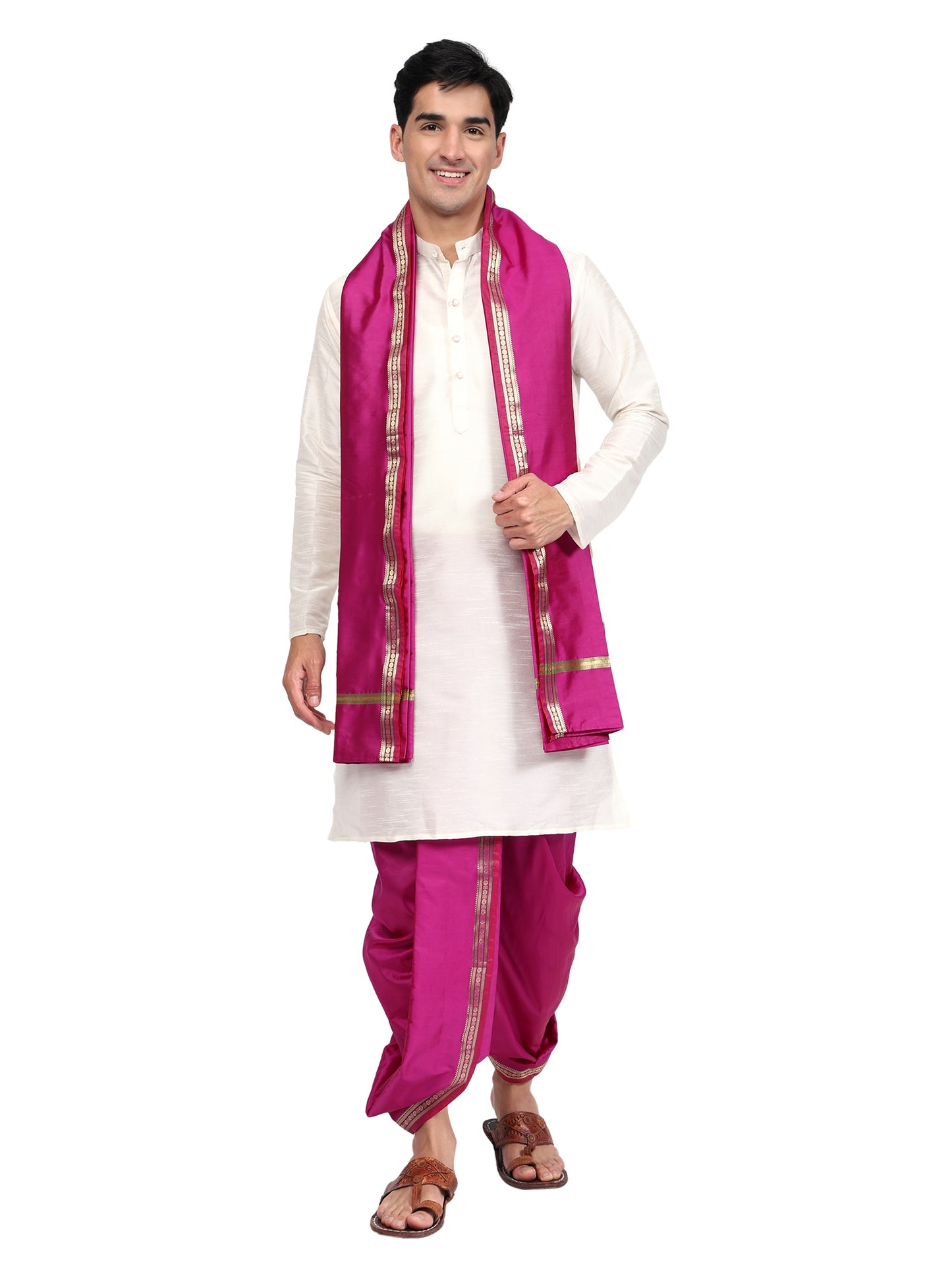 Readymade Dhoti Pant for Men with Silk Kurta and Stole Stole, Colourfull Dhoti Kurta Set