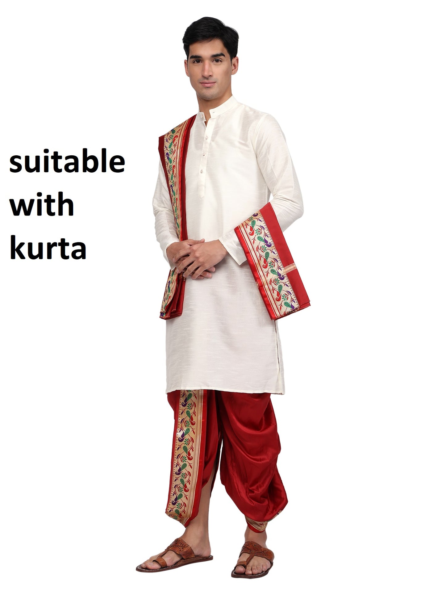 Maroon Silk Dhoti Set - Gent Dhoti Pant