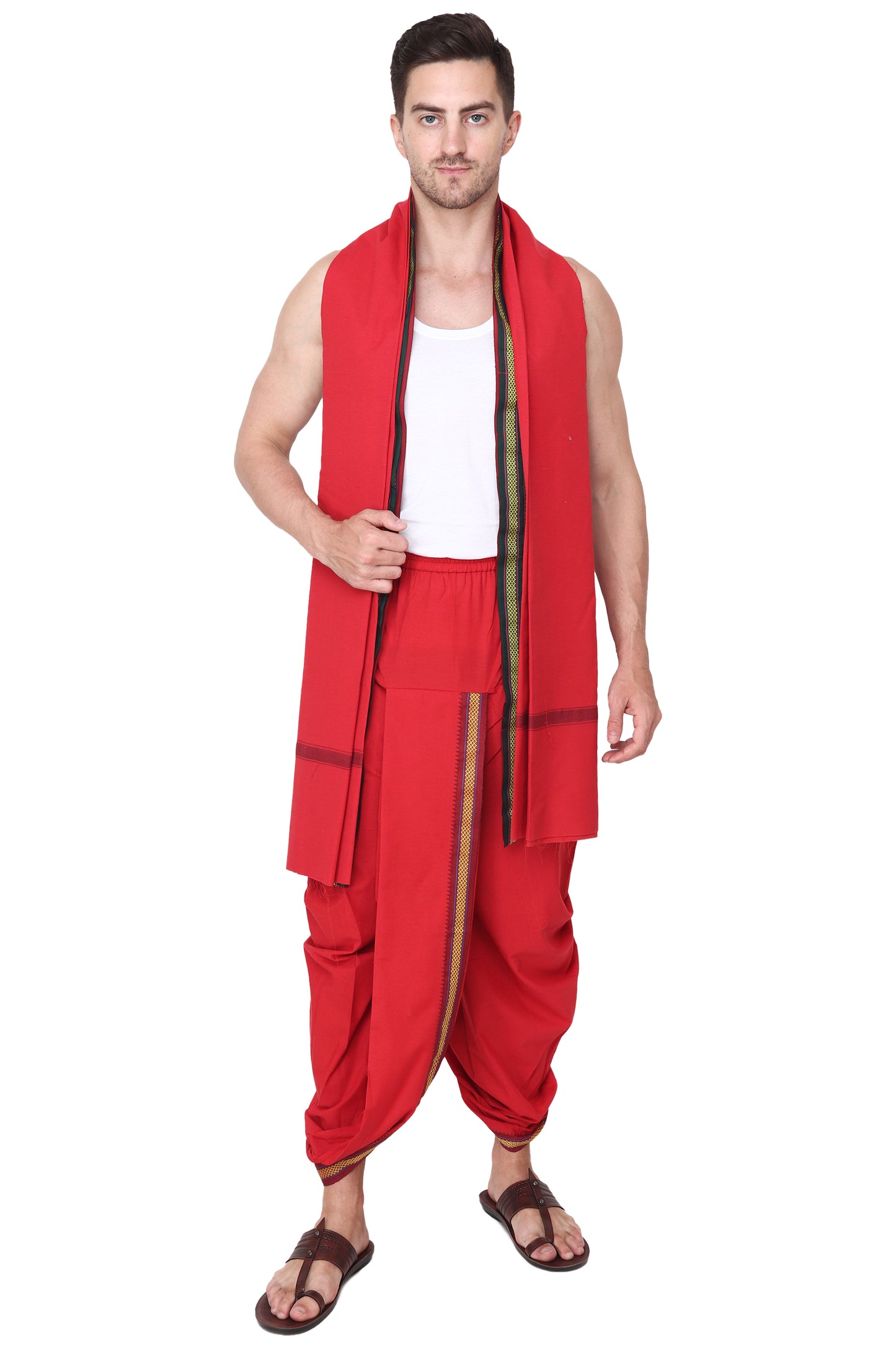 Pure Cotton Ready to Wear Stitched Velcro Dhoti for Men