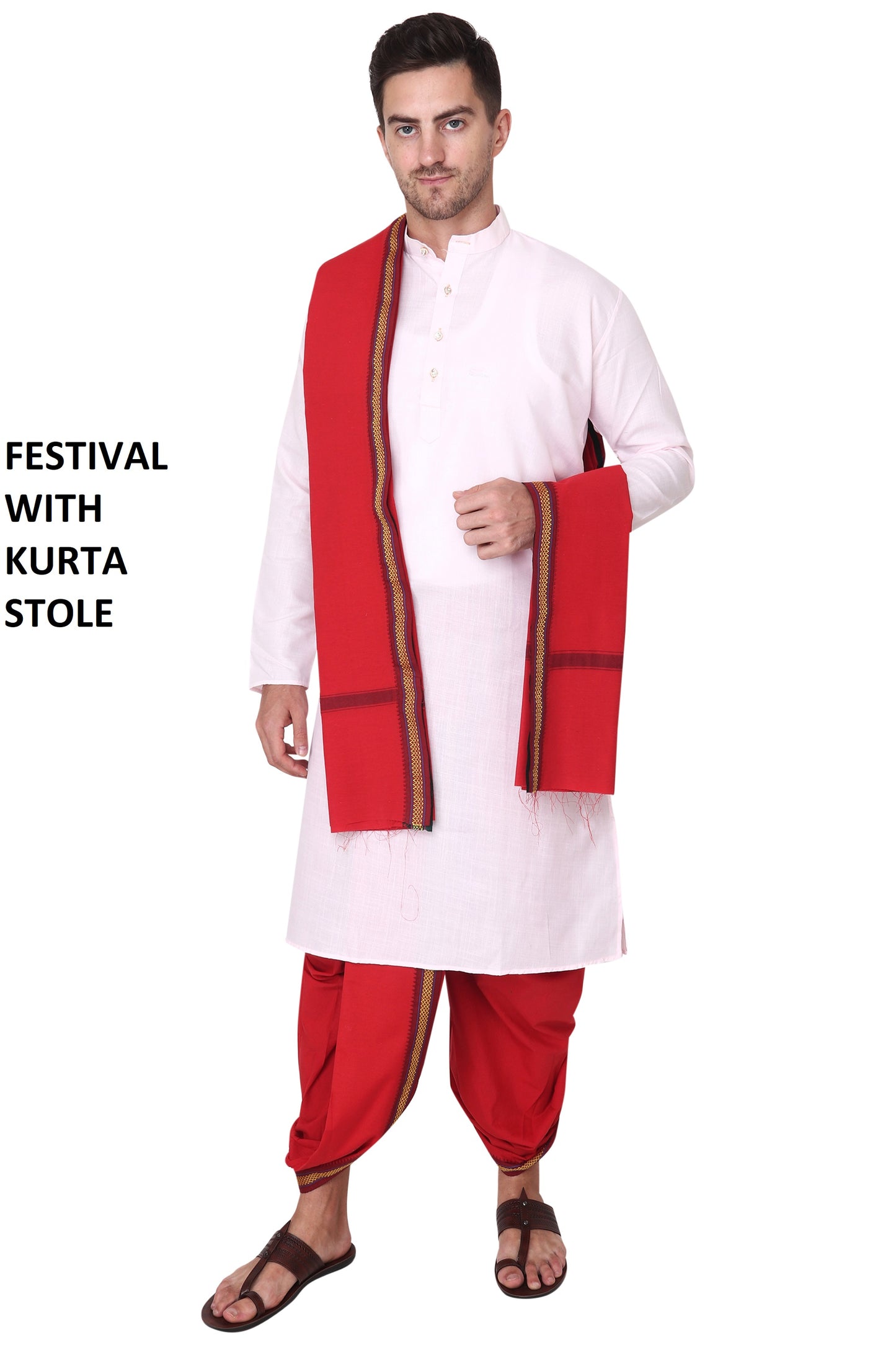 Pure Cotton Ready to Wear Stitched Velcro Dhoti for Men