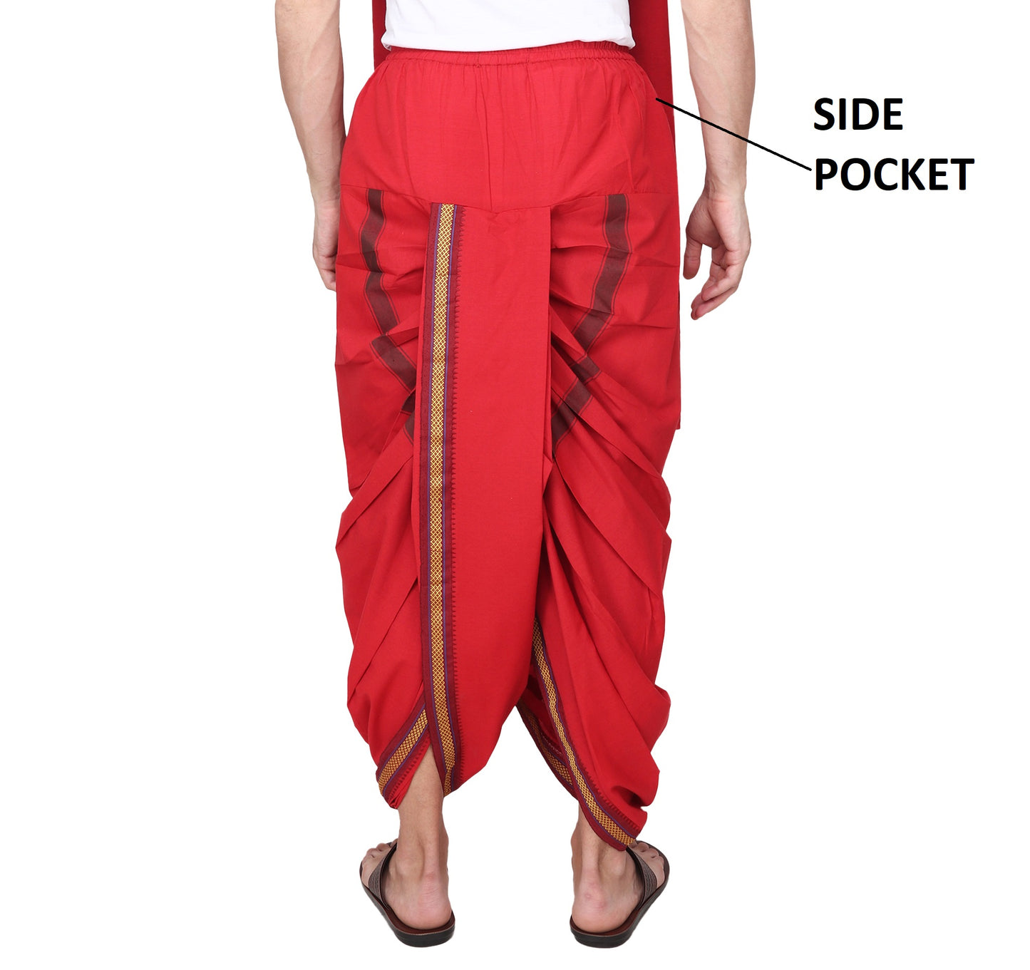 Pure Cotton Ready to Wear Stitched Velcro Dhoti for Men