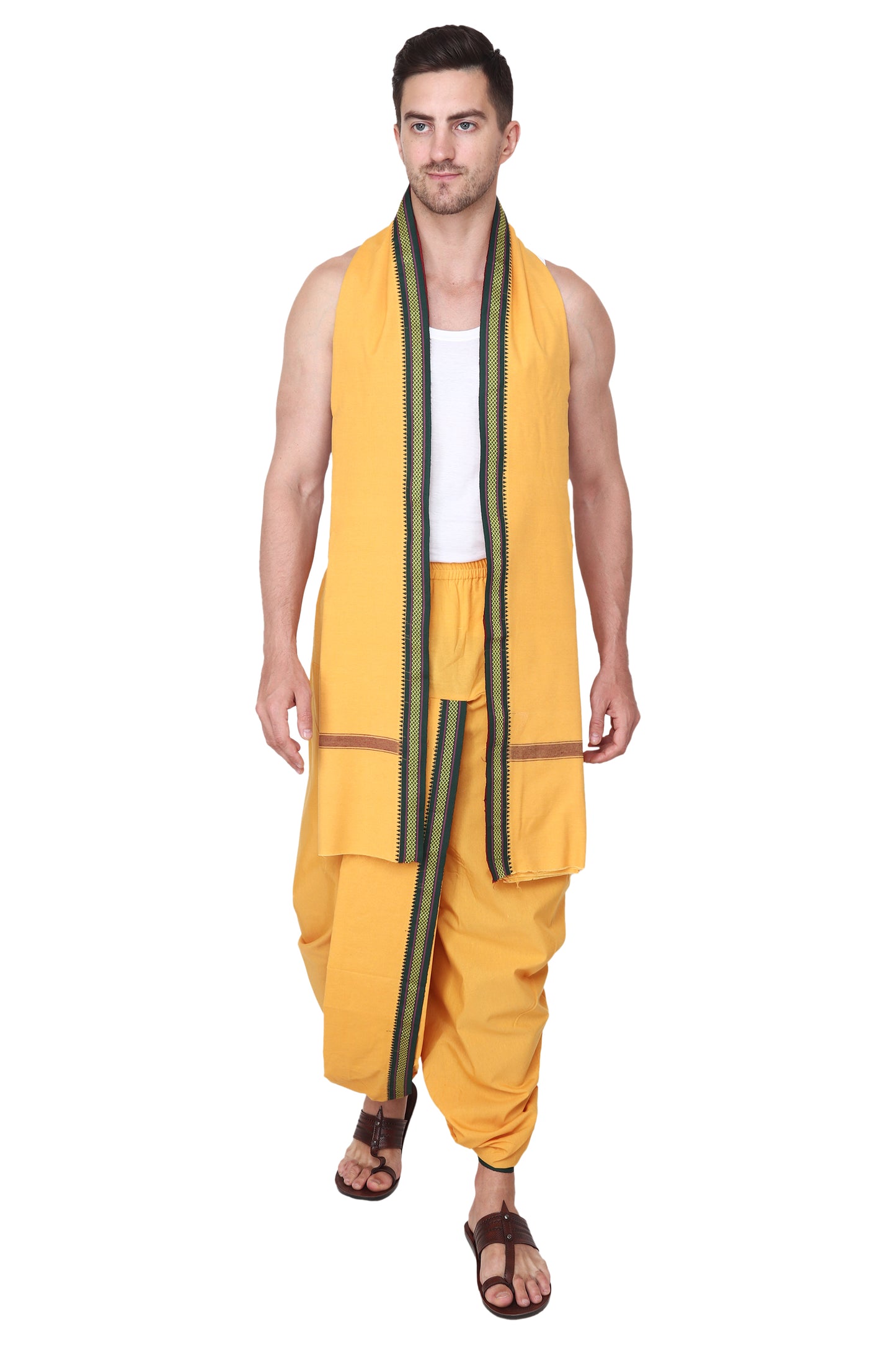 Pure Cotton Ready to Wear Stitched Velcro Dhoti for Men