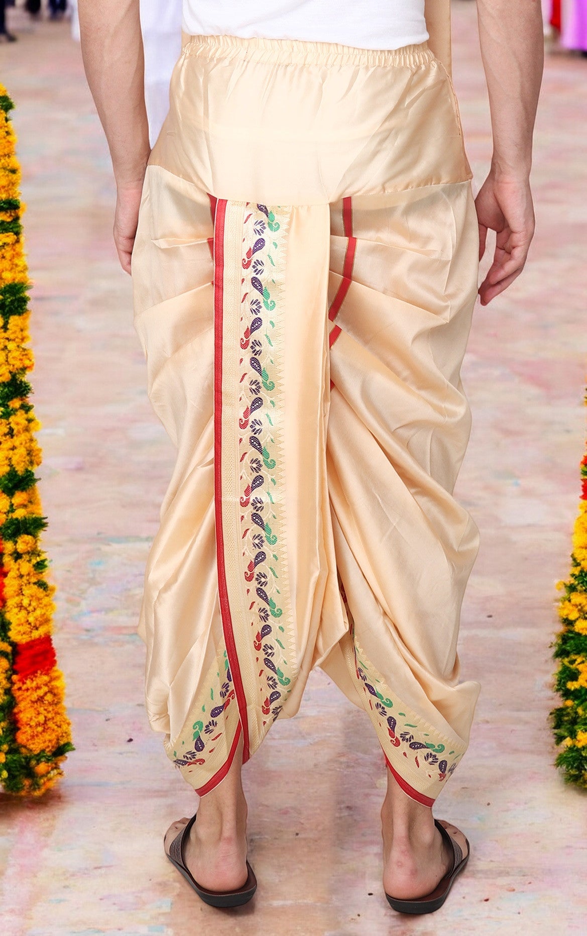 Silk Dhoti Kurta Set for Men with Stole, 3 Piece Set