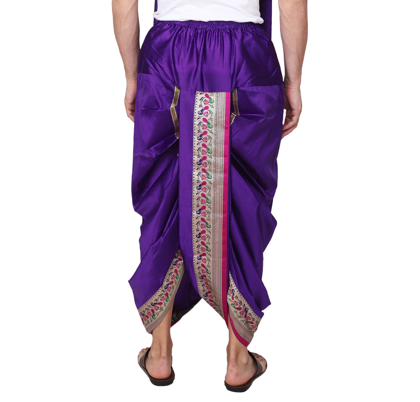 Blue Color - Readymade Dhoti - Paithani Border