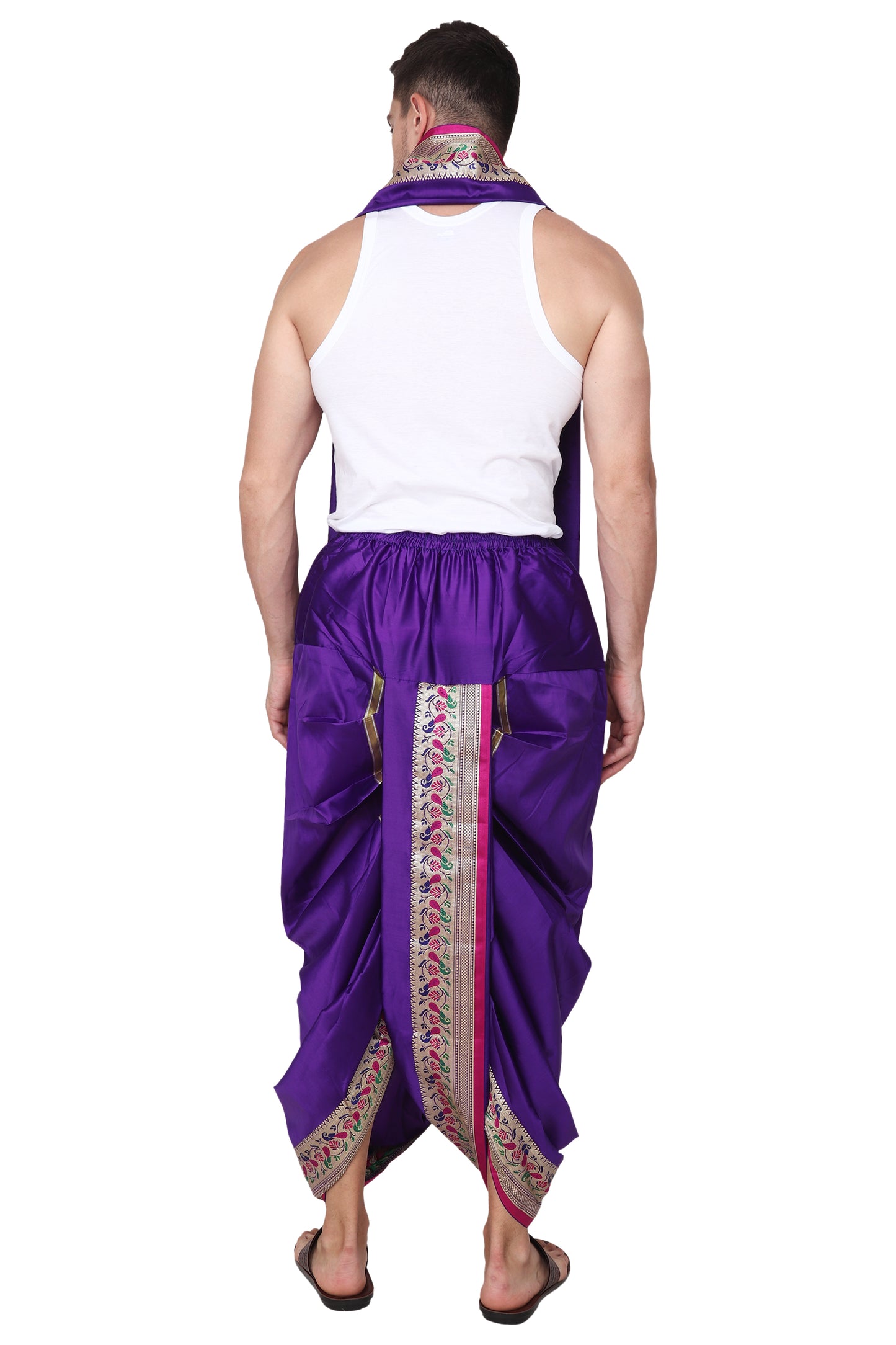 Blue Color - Readymade Dhoti - Paithani Border