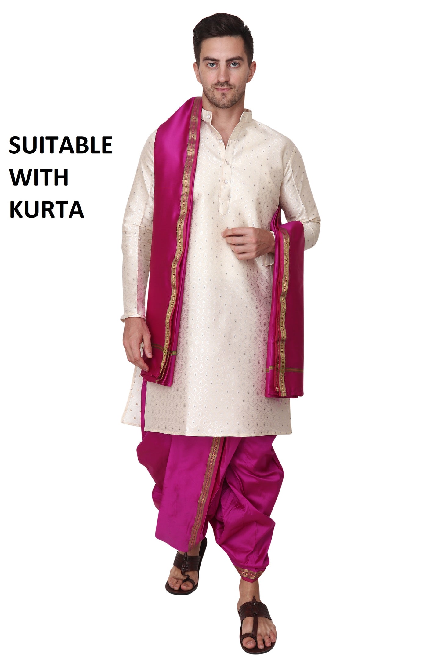 Purple - Megenta Silk Dhoti Set