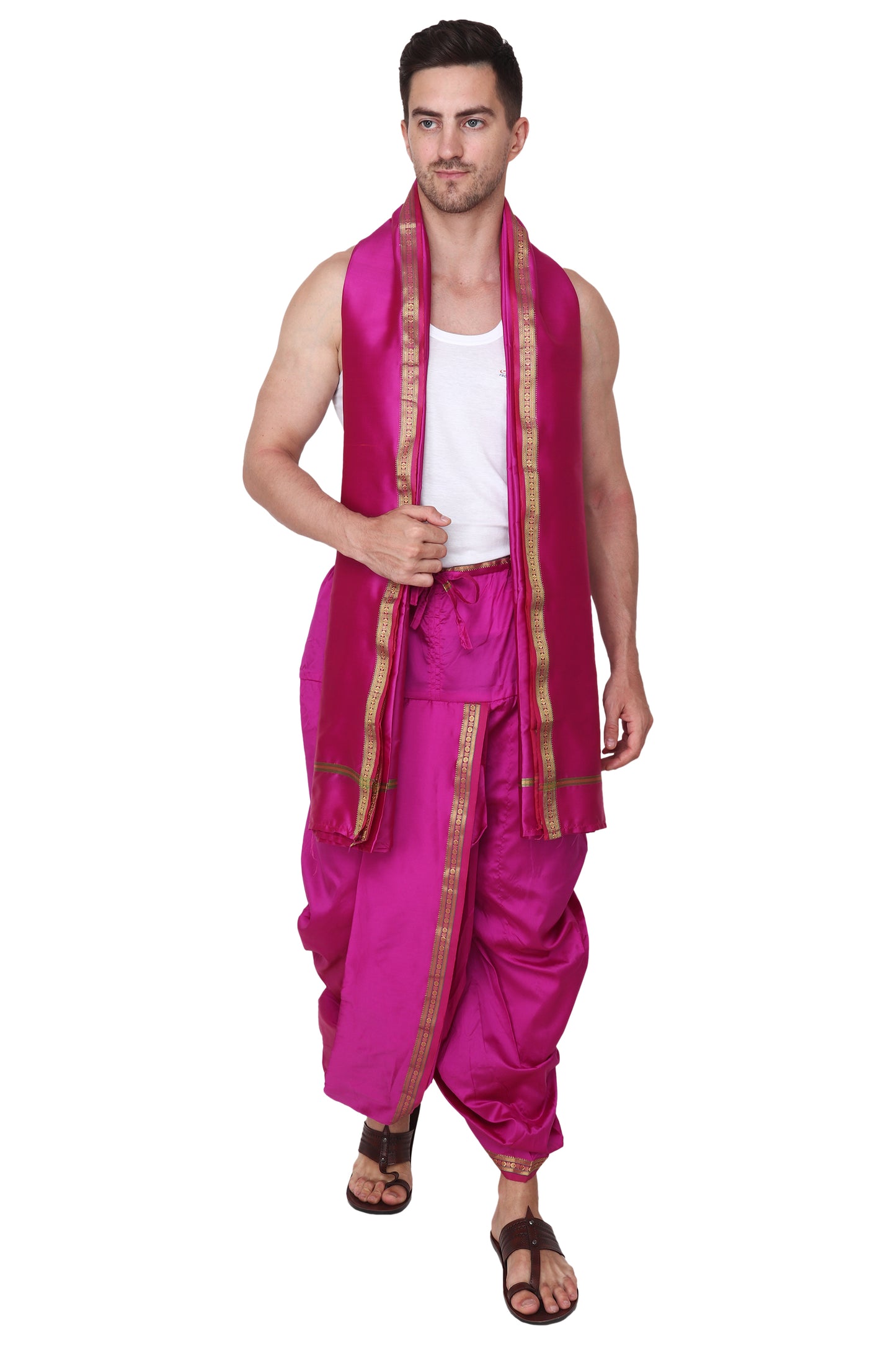 Purple - Megenta Silk Dhoti Set