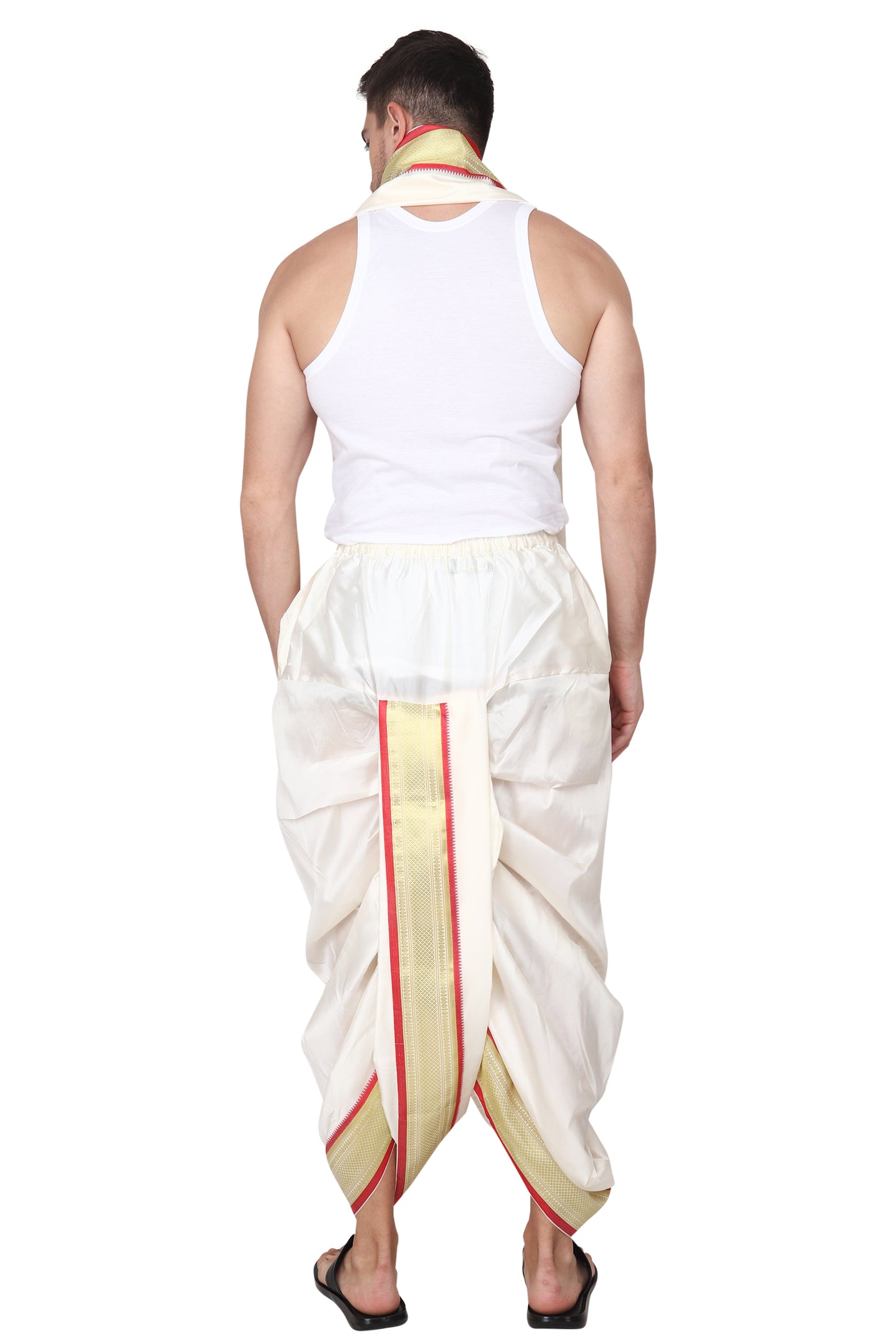 Silk Dhoti for Men - Readymade - Dhoti Angwastra Set