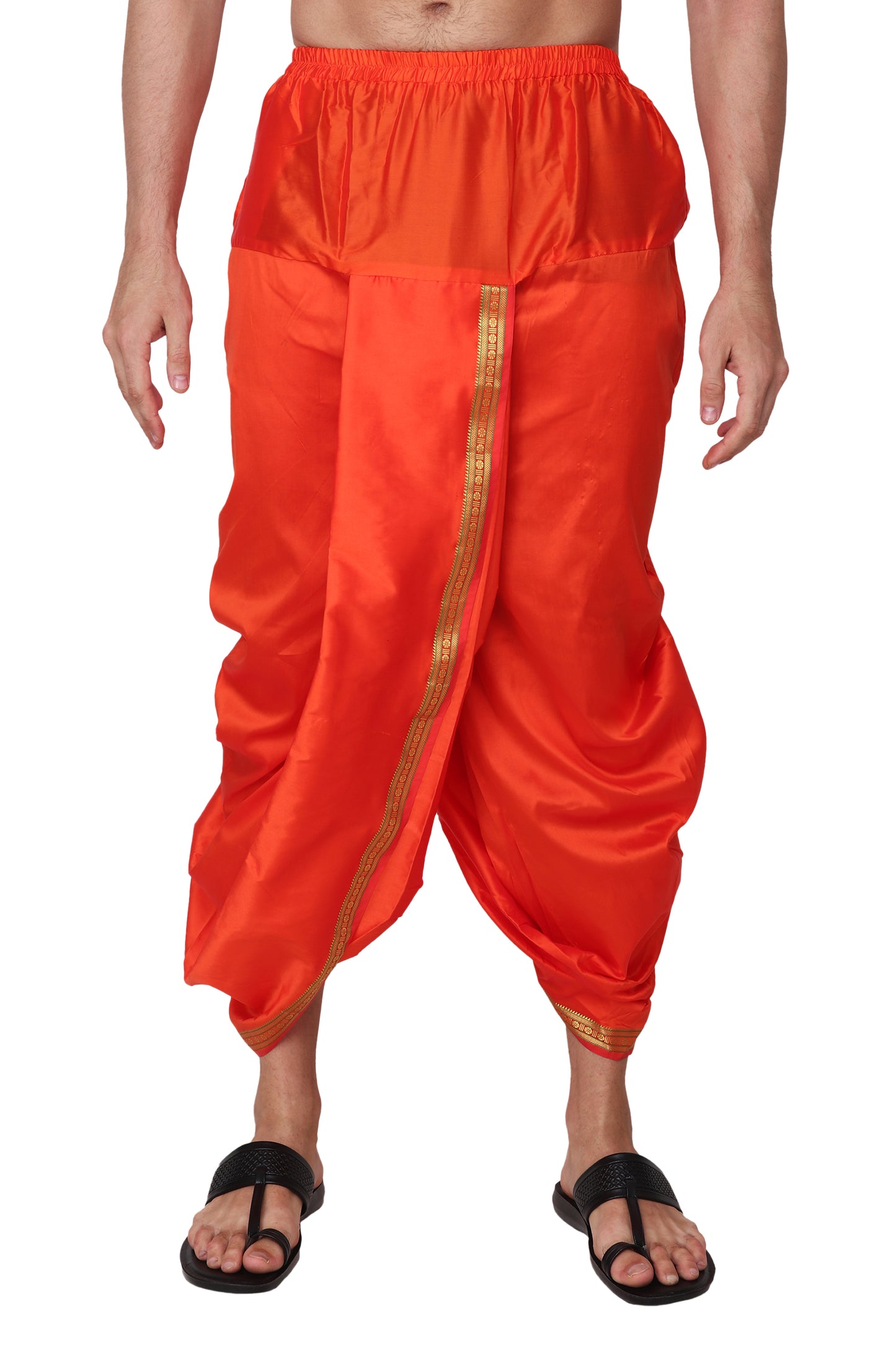 Orange - Bhagwa - Saffron - Dhoti Pant for Men with Angwastra