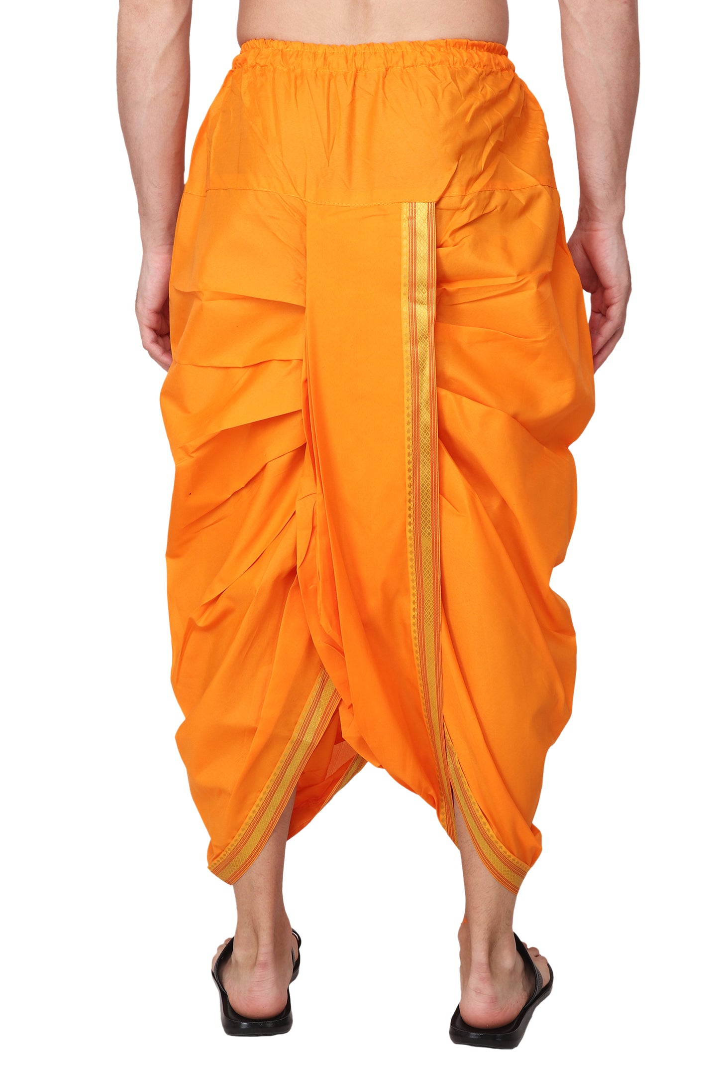 Men's Readymade Elastic Cotton Silk Dhoti for men, Free Size (Ready-to-wear-Dhoti)