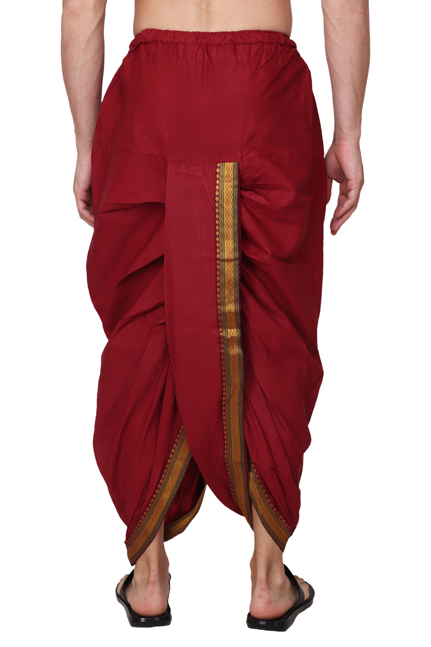 Men's Readymade Elastic Cotton Silk Dhoti for men, Free Size (Ready-to-wear-Dhoti)