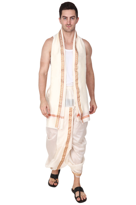 White Dhoti for Men - Pre Stitched - Dhoti Pant