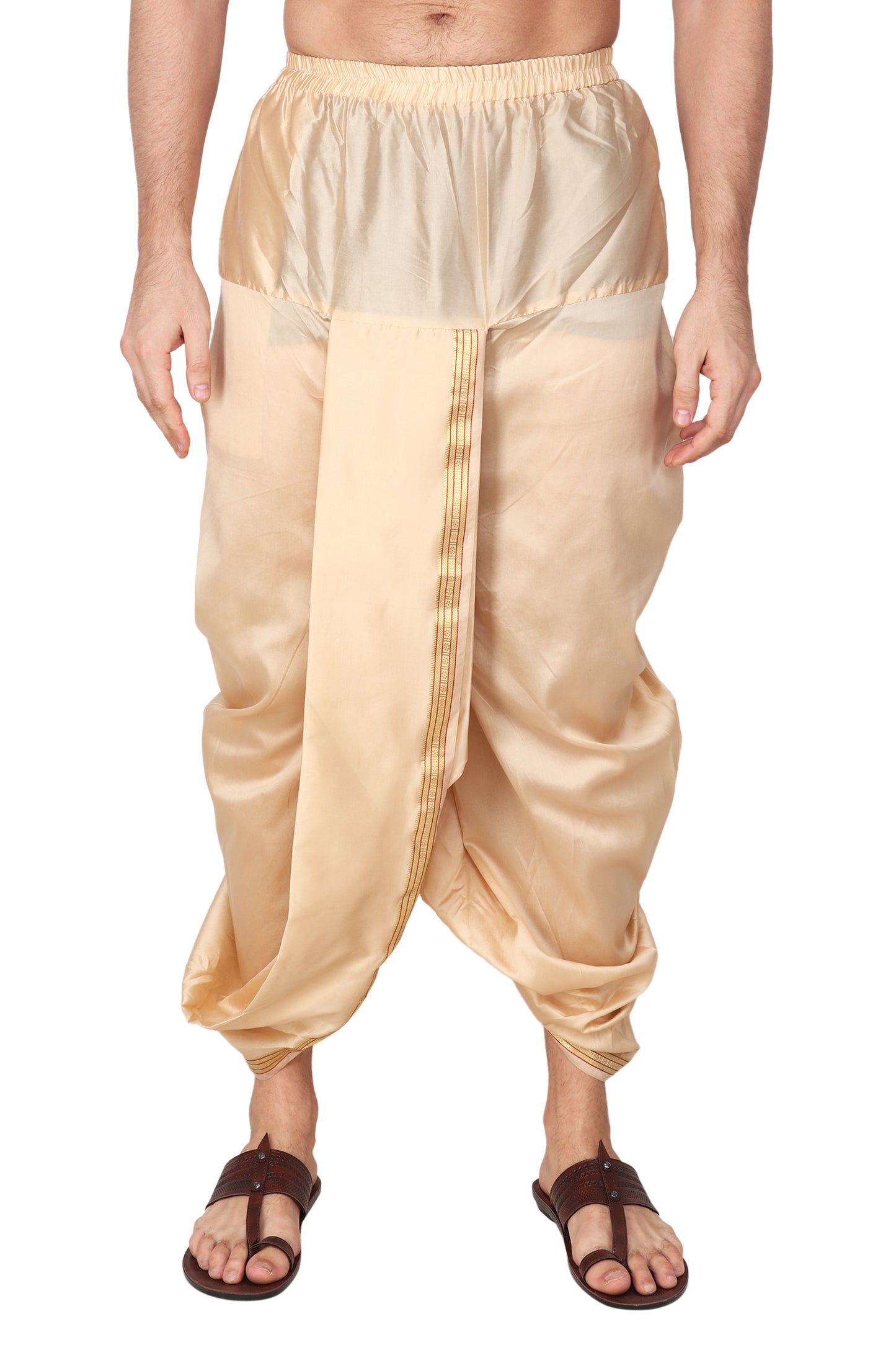 Gold - Sandal - Golden Color , Panjakejam Dhoti set- Readymade Dhotar