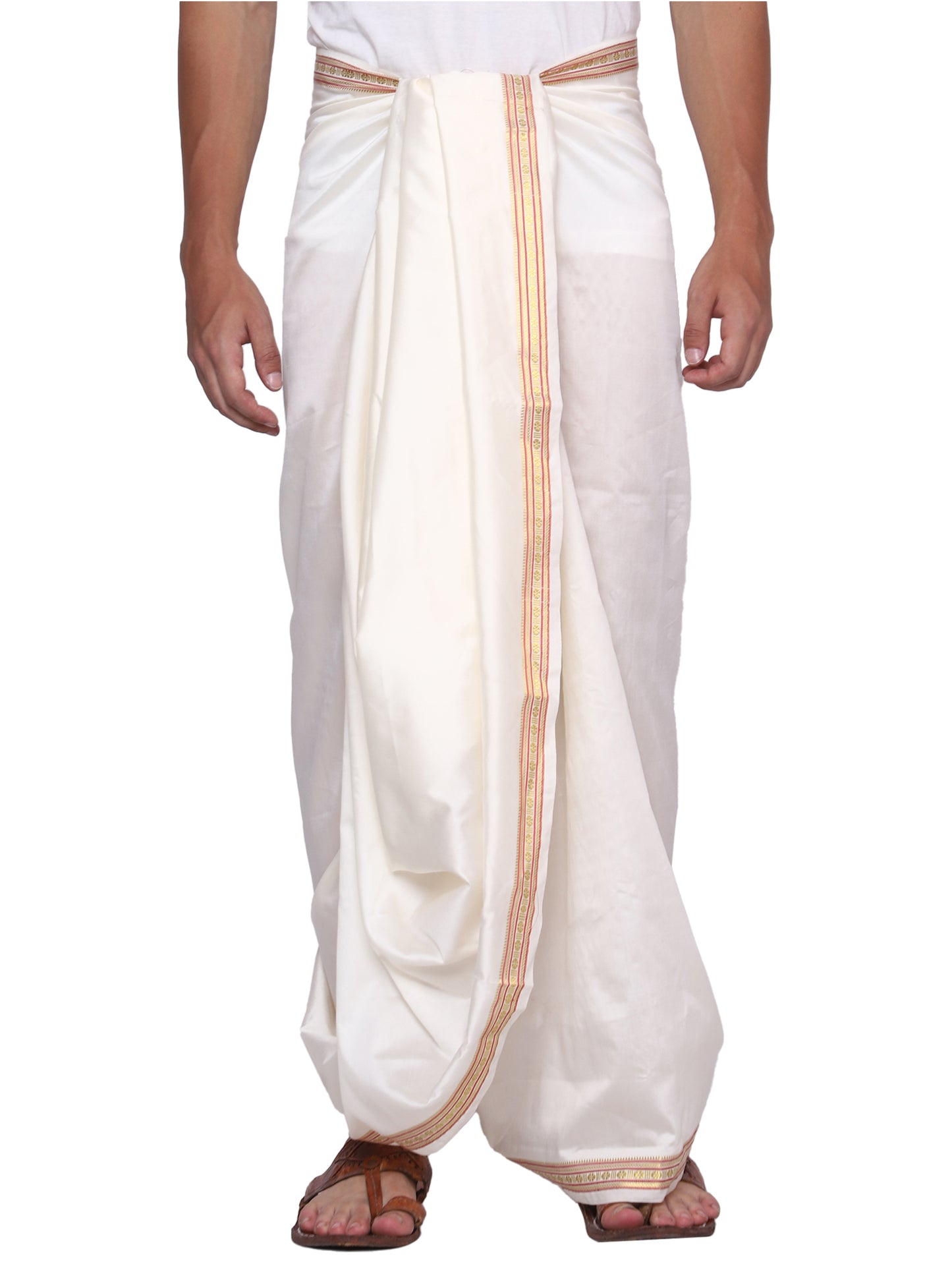 Unstitched Silk Dhoti with Stole Set - 4.25 Mtr Dhoti and 2.25 Mtr Angwastra