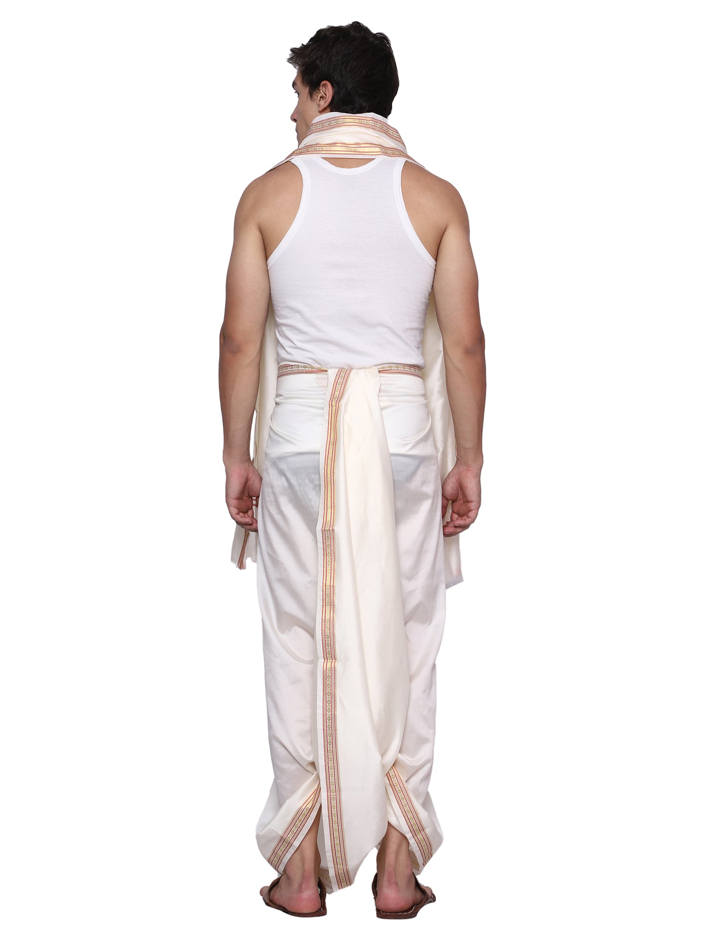 Unstitched Silk Dhoti with Stole Set - 4.25 Mtr Dhoti and 2.25 Mtr Angwastra