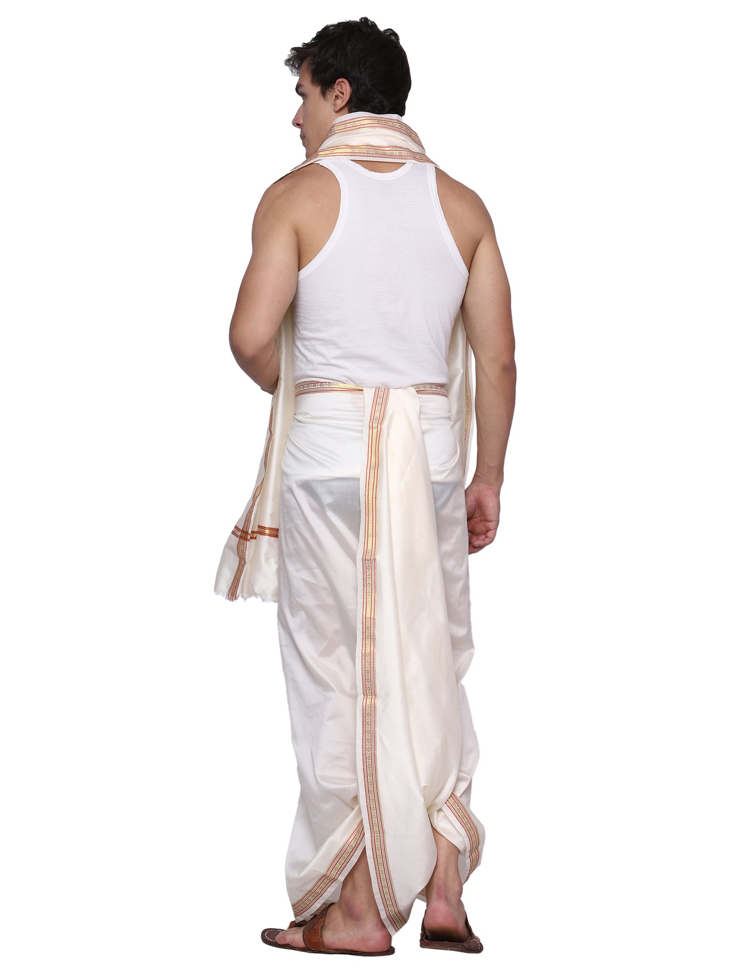 Unstitched Silk Dhoti with Stole Set - 4.25 Mtr Dhoti and 2.25 Mtr Angwastra