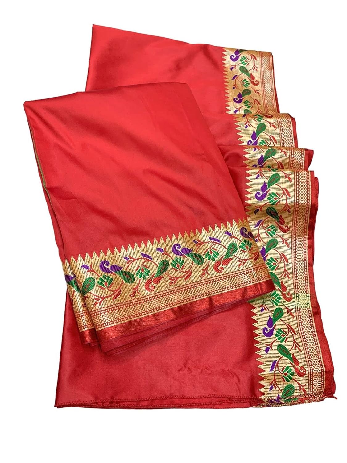 Paithani Mayur Border - Pancha Vesti Mundu Set - Unstitched Dhoti 4.25 Mtr Dhoti with 2.2 Mtr Stole