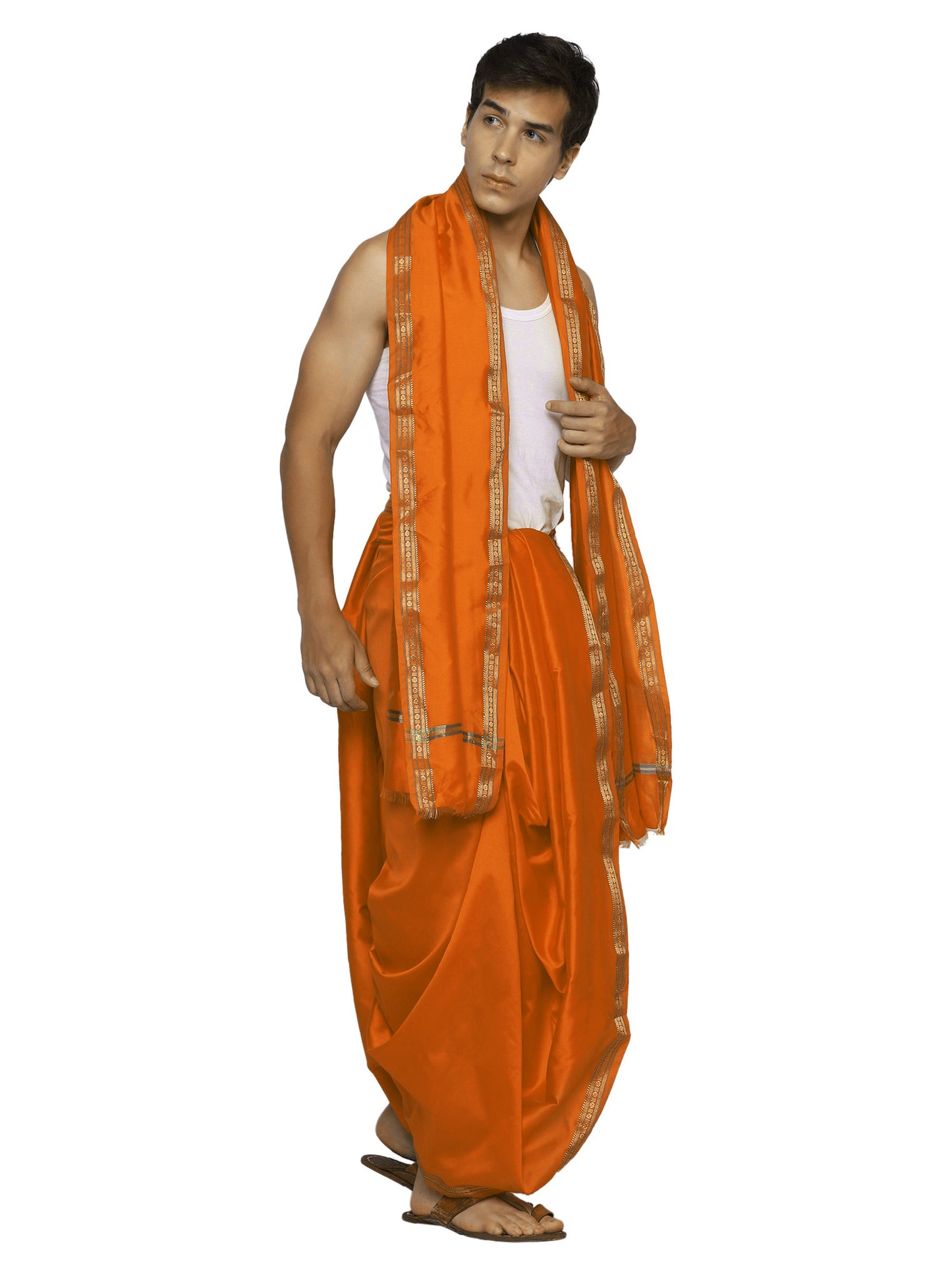 Unstitched Silk Dhoti with Stole Set - 4.25 Mtr Dhoti and 2.25 Mtr Angwastra