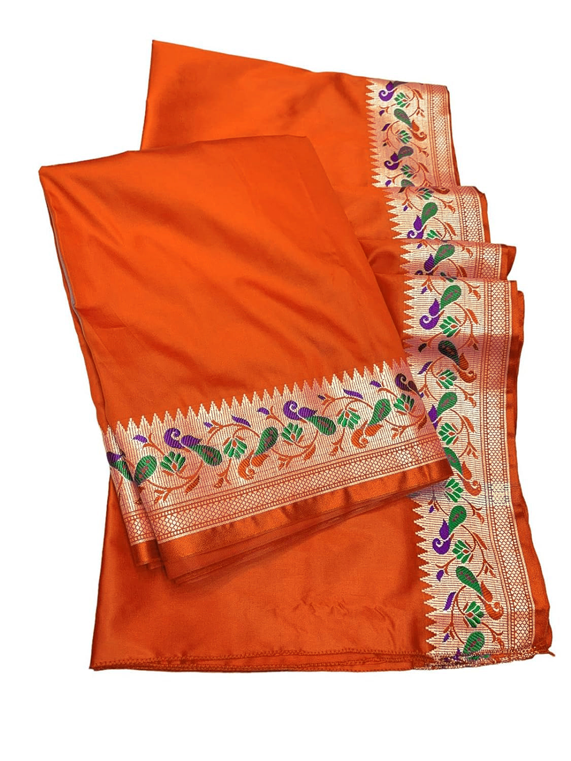 Paithani Mayur Border - Pancha Vesti Mundu Set - Unstitched Dhoti 4.25 Mtr Dhoti with 2.2 Mtr Stole